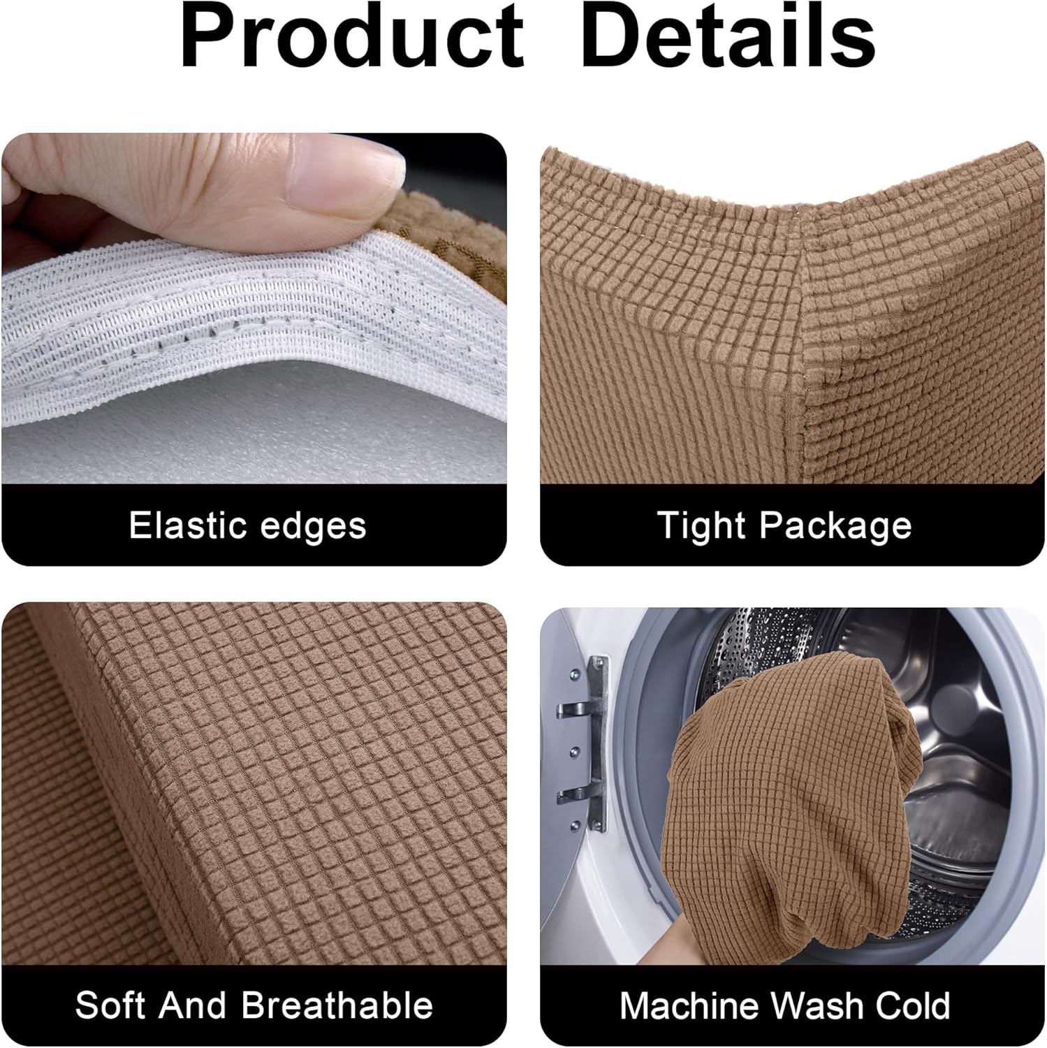 Tlswshsy RV Dinette Cushions Covers - Stretch Sofa Seat Slipcovers - Washable Loveseat Sofa Furniture Protector for Camper Car Bench (Camel 2 Backrest Covers & 2 Bench Covers)
