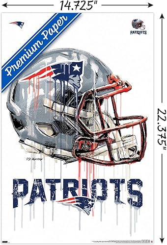 Miniatura 9 de Trends International NFL New England Patriots - Póster de pared con casco de goteo 20, 22.375 x 34 pulgadas, versión con marco negro
