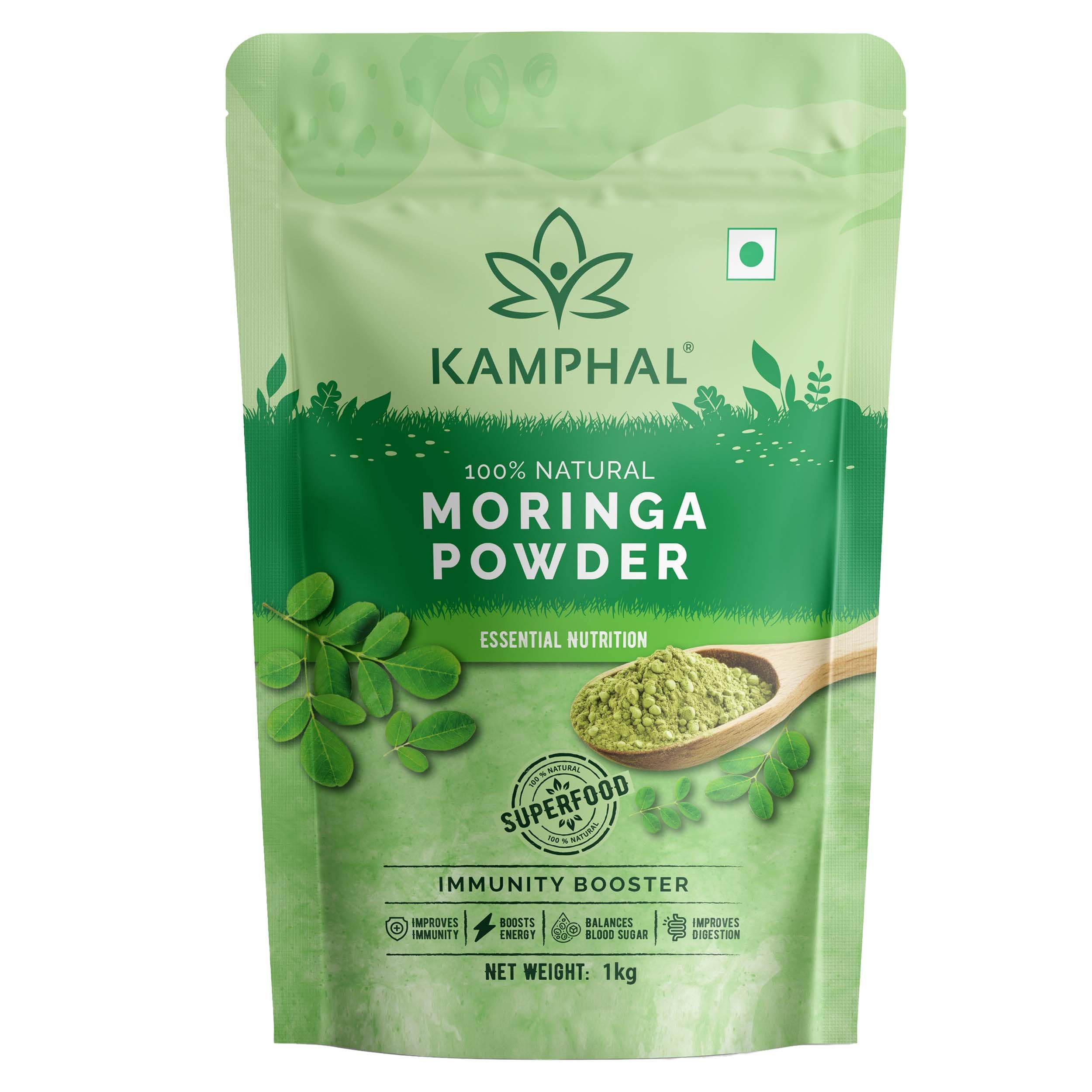 Kamphal Pure Moringa Powder - 1 kg (Pack of 2) | 100% Pure Natural Dust-Free Drumstick Leaf Powder | Immunity Booster | Superfood for Digestion, Energy, Hair, Skin, & Wellness