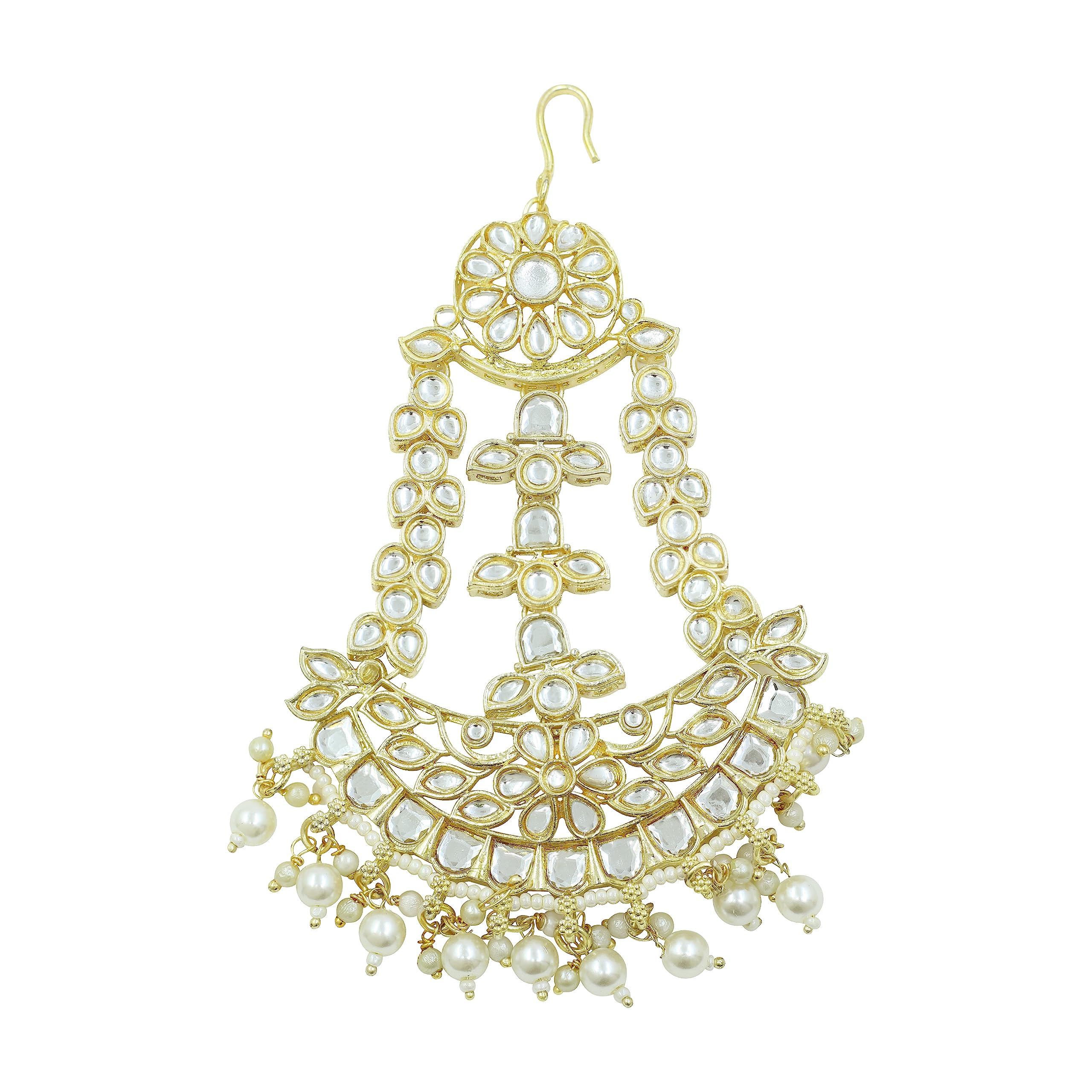 SAIYONI Radiant Blossom Kundan Pearl Jhumar Passa - Elegant Gold Headpiece for Women & Girls (B0C7CXGZZX) Amazon Price History, Amazon Price Tracker