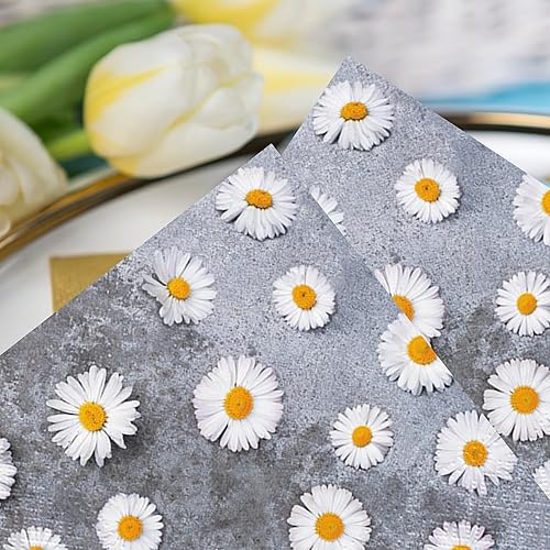 Miniatura 3 de Servilletas de papel de 20 unidades de 13 x 13 pulgadas, diseño de margaritas de amor, 3 capas de Servilletas impresas para arte, cena y fiesta,