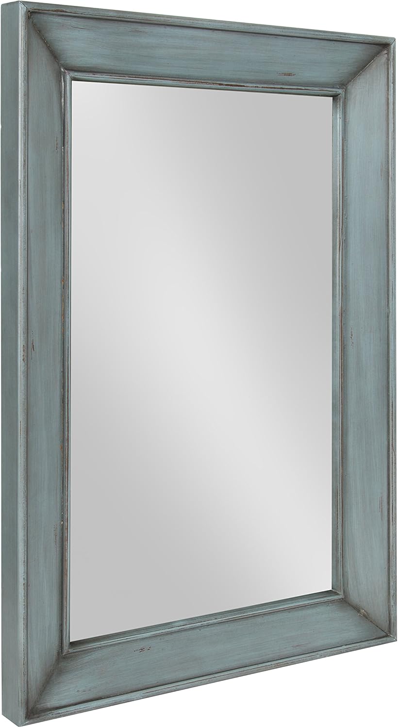 Kate and Laurel Yuda Wooden Rectangle Framed Wall Mirror, 23.5x35, Blue