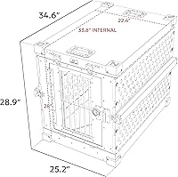 Vista 12 de Jaula para perros de aluminio con recubrimiento en polvo totalmente plegable y resistente, mediana (negro)