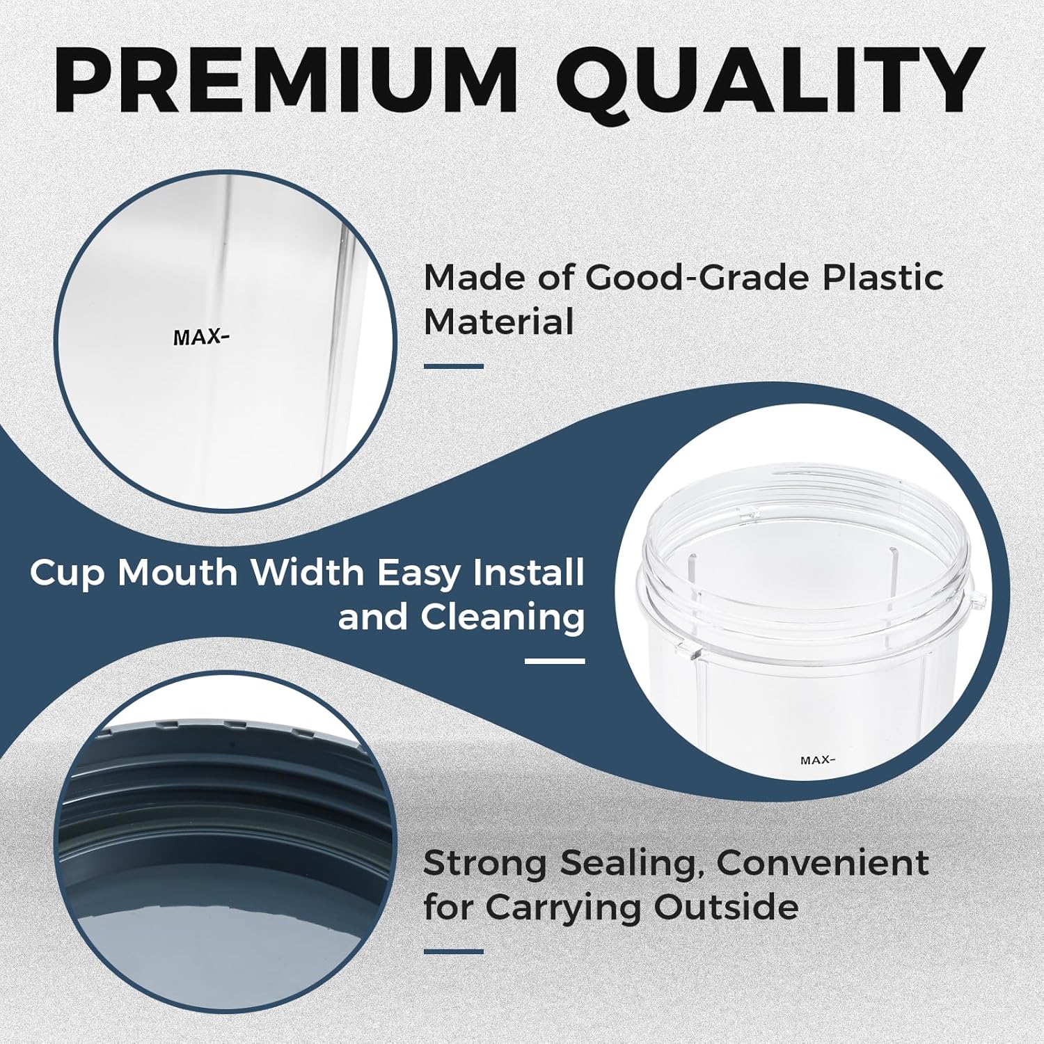 2 Pack Blender 32OZ Cup with Lid, Compatible with Nutribullet 600W 900W Blender Juicer Accessory