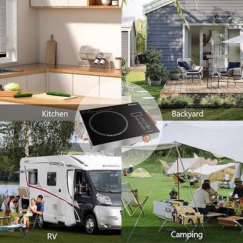 Miniatura 7 de Estufa eléctrica de un solo quemador de 110 V, estufa eléctrica portátil de 1800 W, quemador eléctrico portátil con asa, control táctil y control de