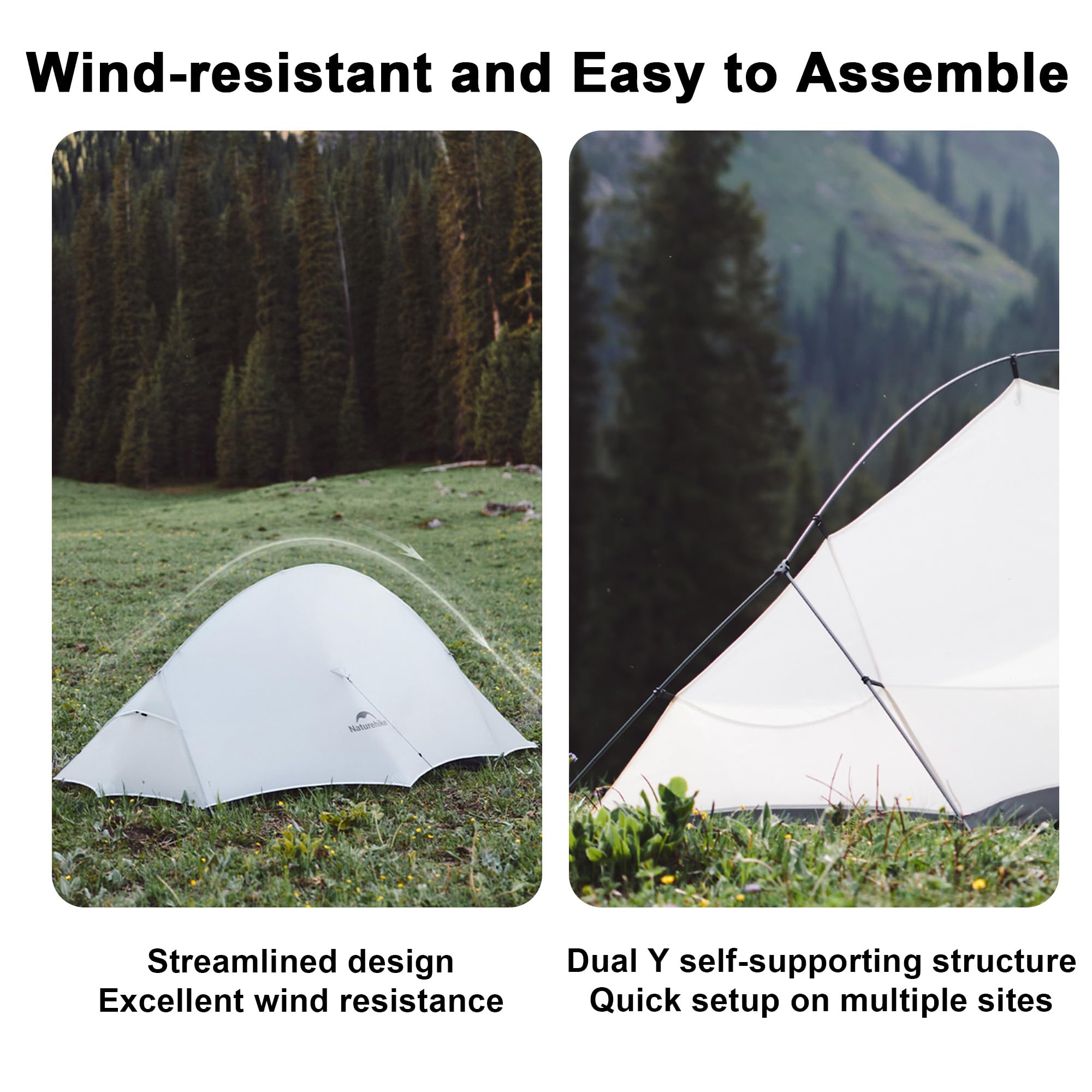 Naturehike Cloud up UL namiot turystyczny, ultralekki namiot turystyczny, 1,38 kg, w komplecie z akcesoriami, namiot dwuosobowy, odpowiedni na wędrówki, jazdę na rowerze, kemping i podróże z plecakiem