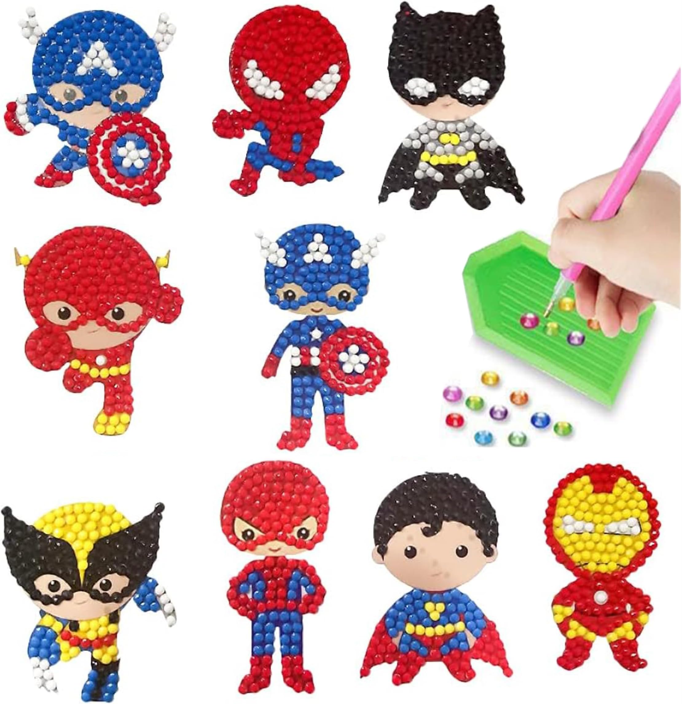 SNAPTRON 5D Diamond Painting Kit for Kids Birthday Return Gifts- Superhero Cartoon Diamond Painting Stickers for Kids| Art & Craft Paint with Diamonds DIY Mosaic Sticker Art