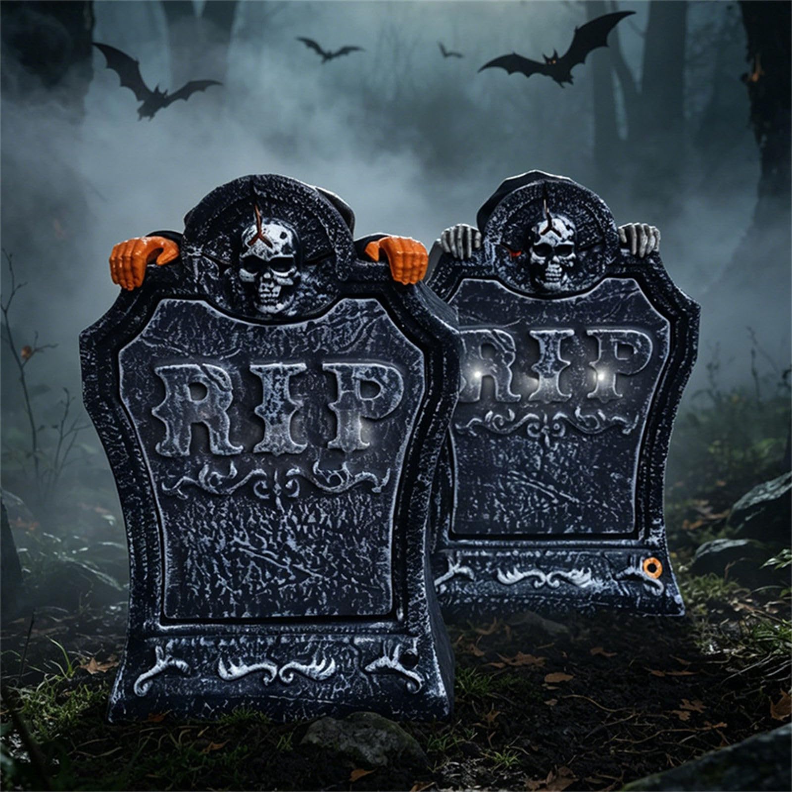 Lapide Animata alimentata a Batteria con Occhio Luminoso e Colonna Sonora inquietante per Ornamento Realistico Halloween, Pennarello parlante Luminoso