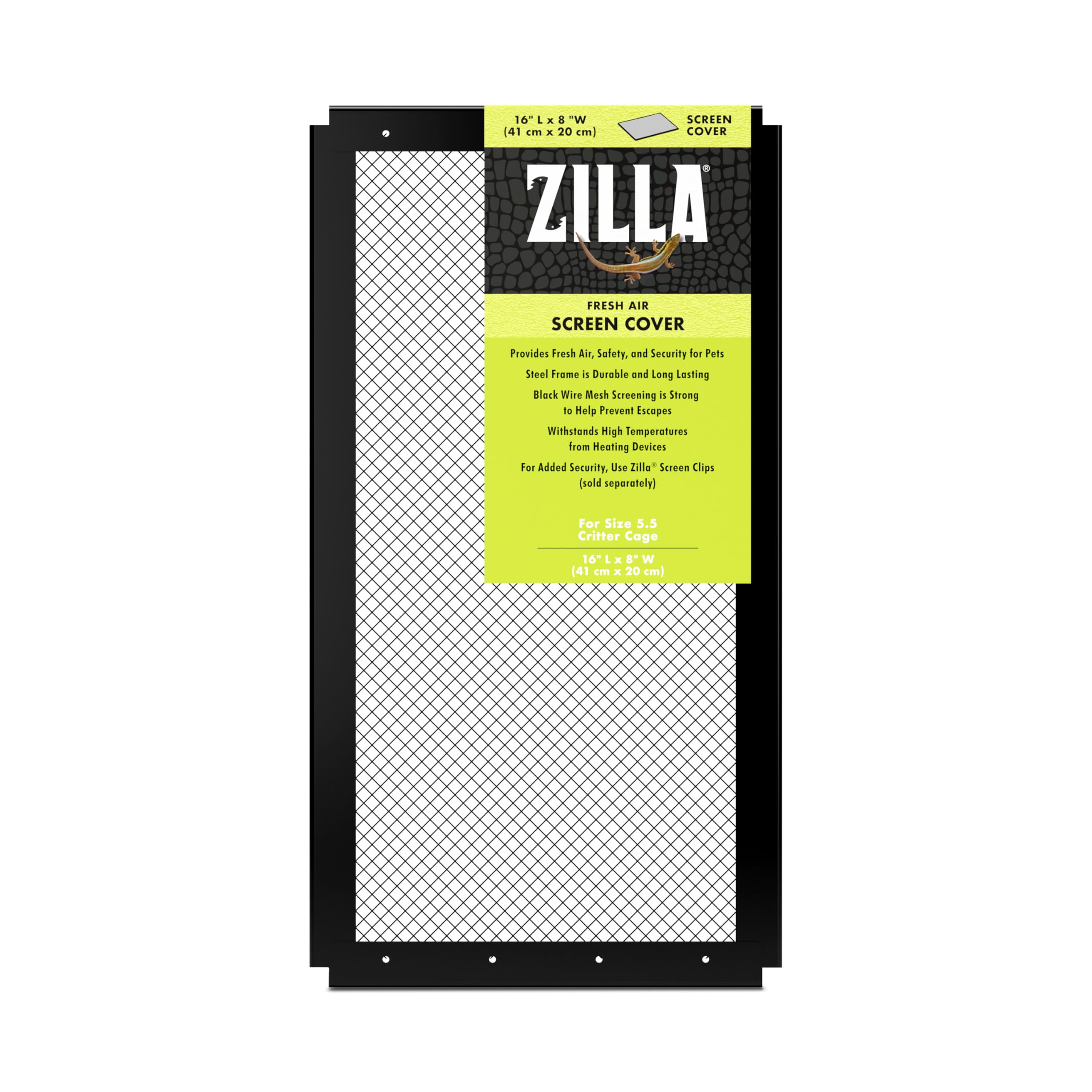 ZILLA Reptile Terrarium Covers Fresh Air Screen, 16" x 8", Blacks & Grays, 100111479, Solid Screen Covers