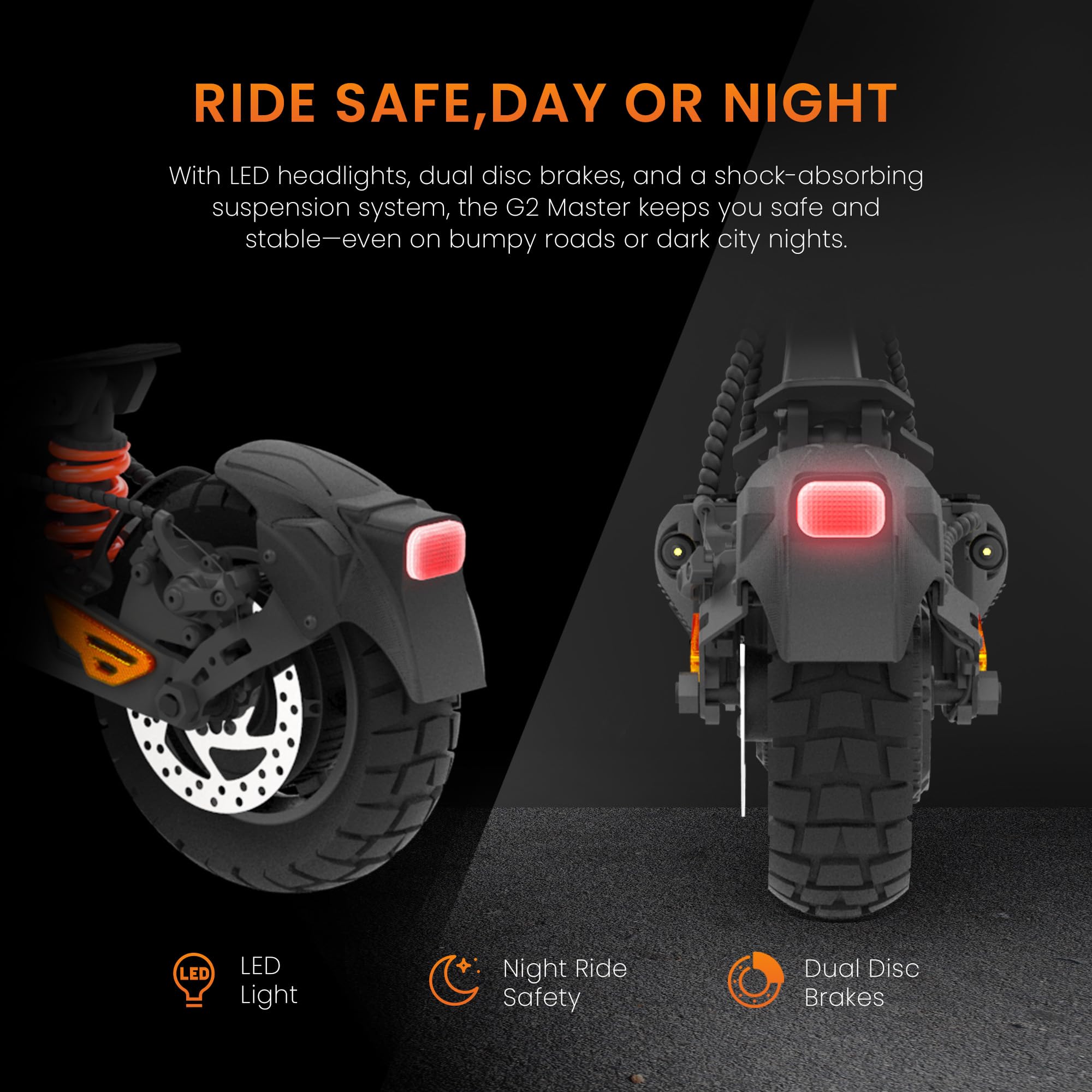 KuKirin G2 Master Elektroroller für Erwachsene – Komfortabler E-Scooter für Pendler & Alltag, bis zu 70 km Reichweite, 10" Luftreifen, Doppelfederung, klappbar, IPX4