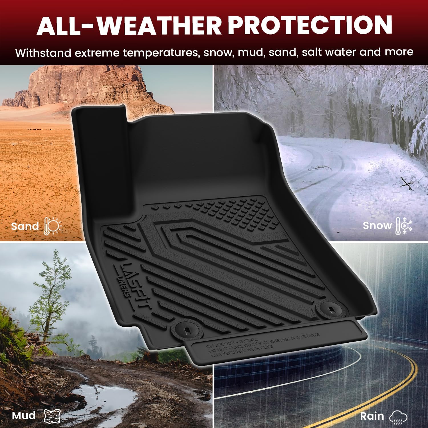 LASFIT Floor Mats & Cargo Mat for Kia Seltos 2026 2025 2024 (Not Fit SX), All Weather TPE Custom Fit Floor Liners 1st&2nd Row Full Set Car Mats Accessoires for Kia Seltos 2024-2026, Black - Image 4