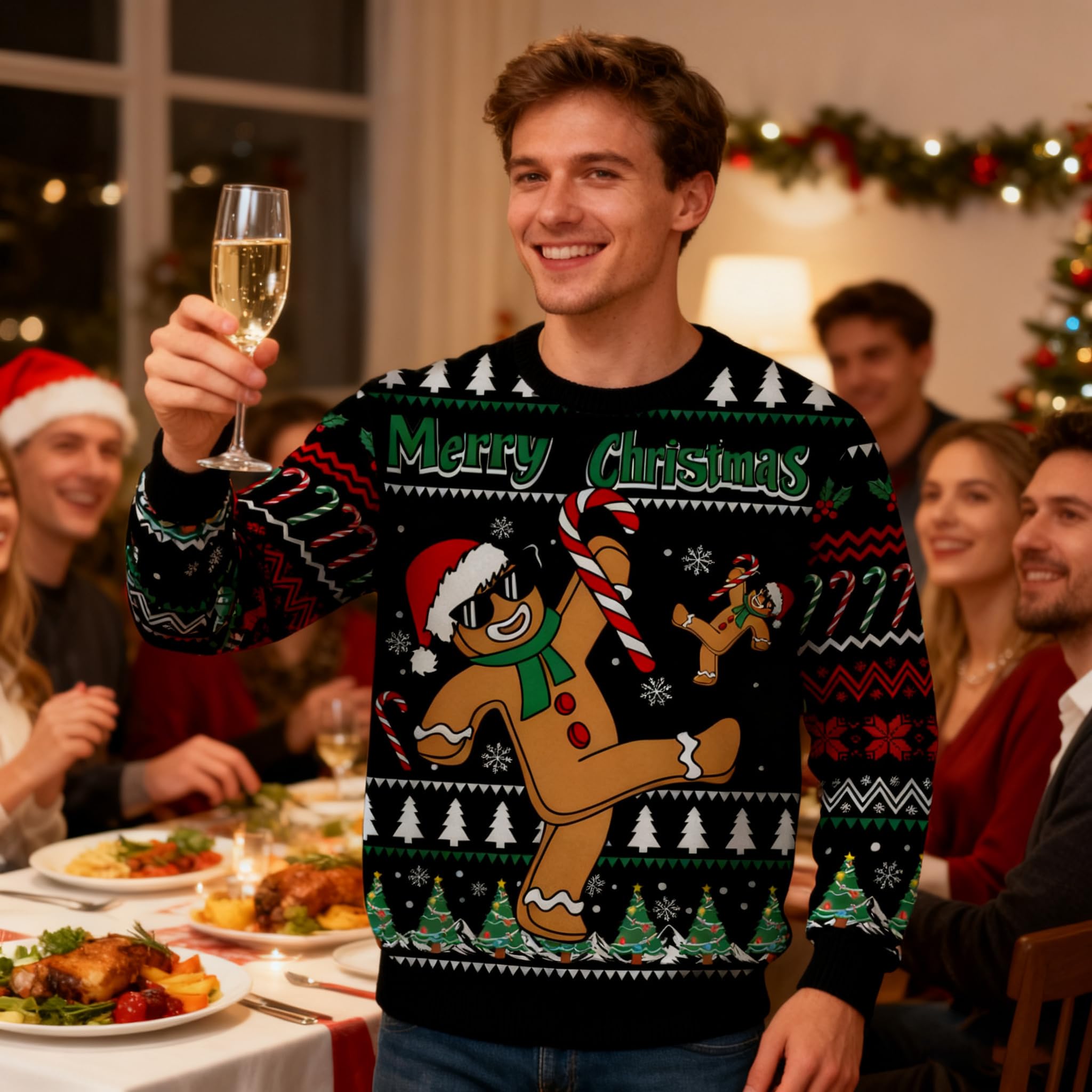 ALISISTER Unisex Ugly Christmas Jumper 3D Navidad Suéter de Manga Larga S-3XL