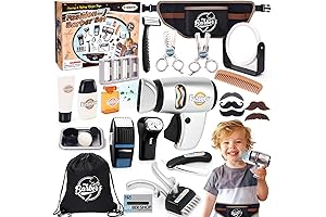 Barber Shop Pretend Play Set Shaving Toy for Boys, Kids Hair Salon...