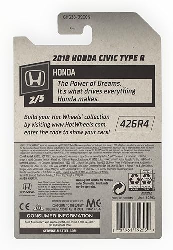 Miniatura 2 de Hot Wheels Zamac 2018 Honda Civic Tipo R, Plata 81250 Honda 25