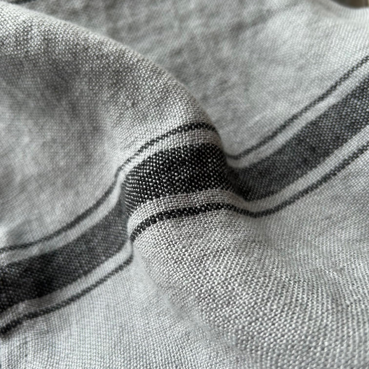 JOWOLLINA Badetuch Saunatuch Strandtuch 100% Leinen Stonewashed Provence (Stripe Ash, 100x150 cm)