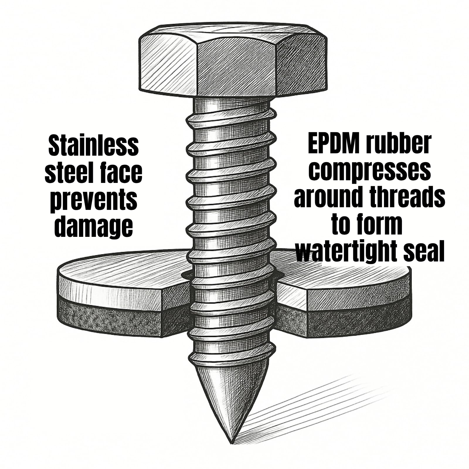EPDM Washers for #8 Screws - Stainless Steel Backed -4 EPDM Washers for #8 Screws - Stainless Steel Backed -4