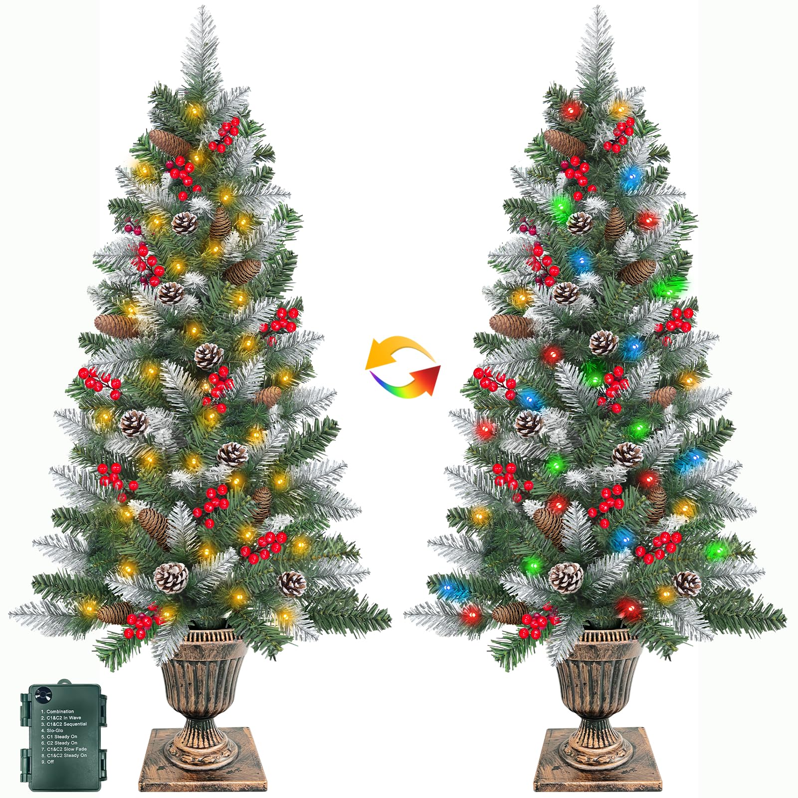 Amazon.com: 2 Pack 4 FT Snowy Artificial Potted Christmas Tree