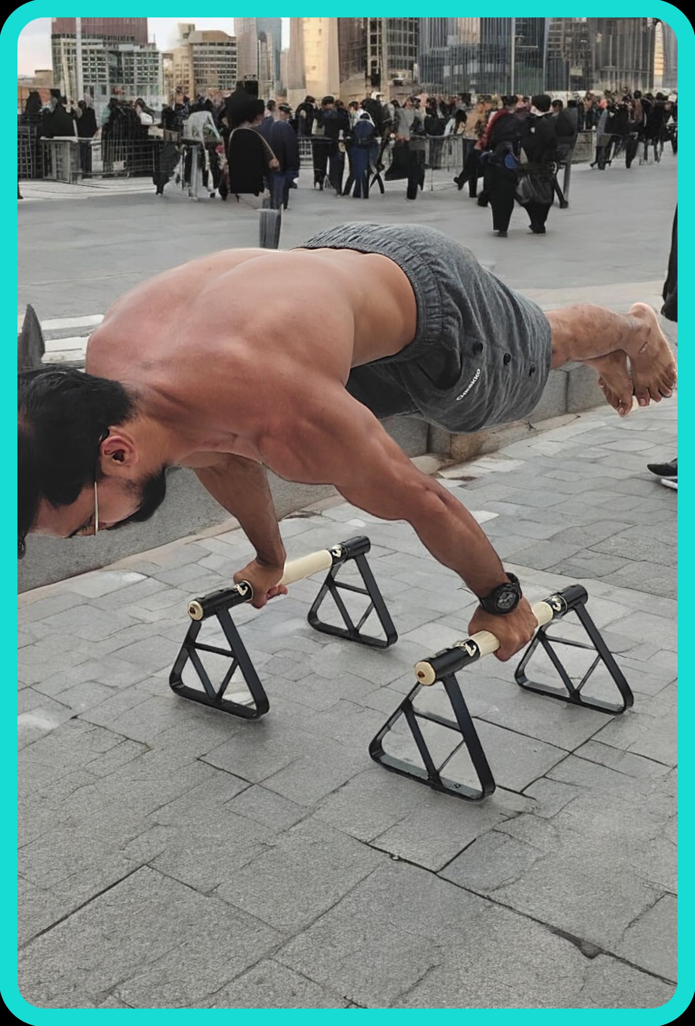 Wooden Parallettes - Wooden Pushup Bar,Calisthenics push up stand, gymnastic parallettes,Non-Slip parallettes,Heavy duty,yoga bar (Iron parallettes)-image-29