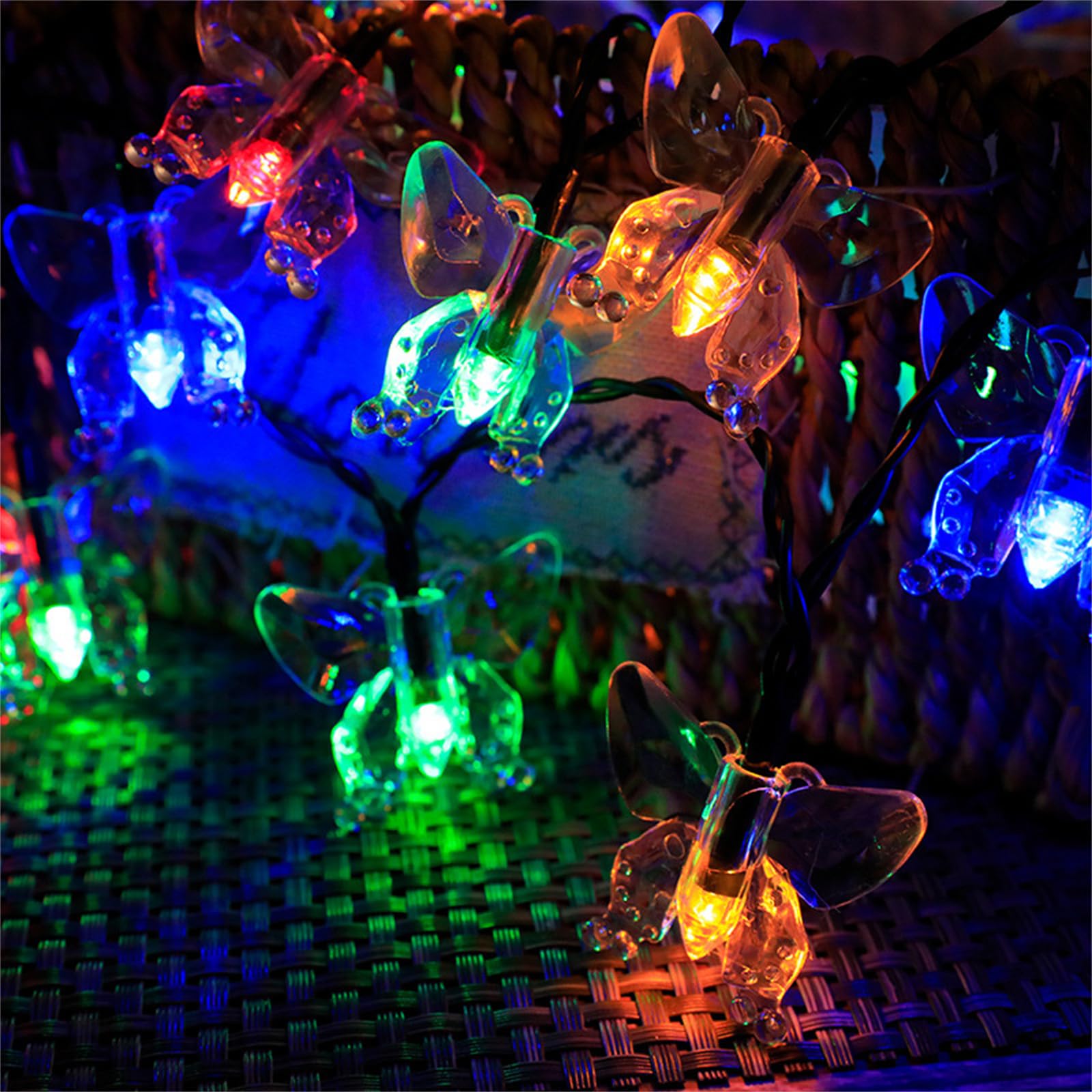 FANSU LED Garden Lights, 8 Modes Indoor/Outdoor Solar String Lights, Butterfly Pattern Solar Lights Outdoor Garden,for Patio Yard Home Christmas Parties Wedding Decorations (Colorful,12m/100 LED) โ image 1