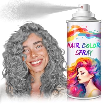Gray Hair Spray Color Temporary,Temporary Hair Dye,120ML Grey | Natural Washable,One-time Use,Colored Hair Spray,Quick-drying,Suitable for Halloween,Christmas,Cosplay