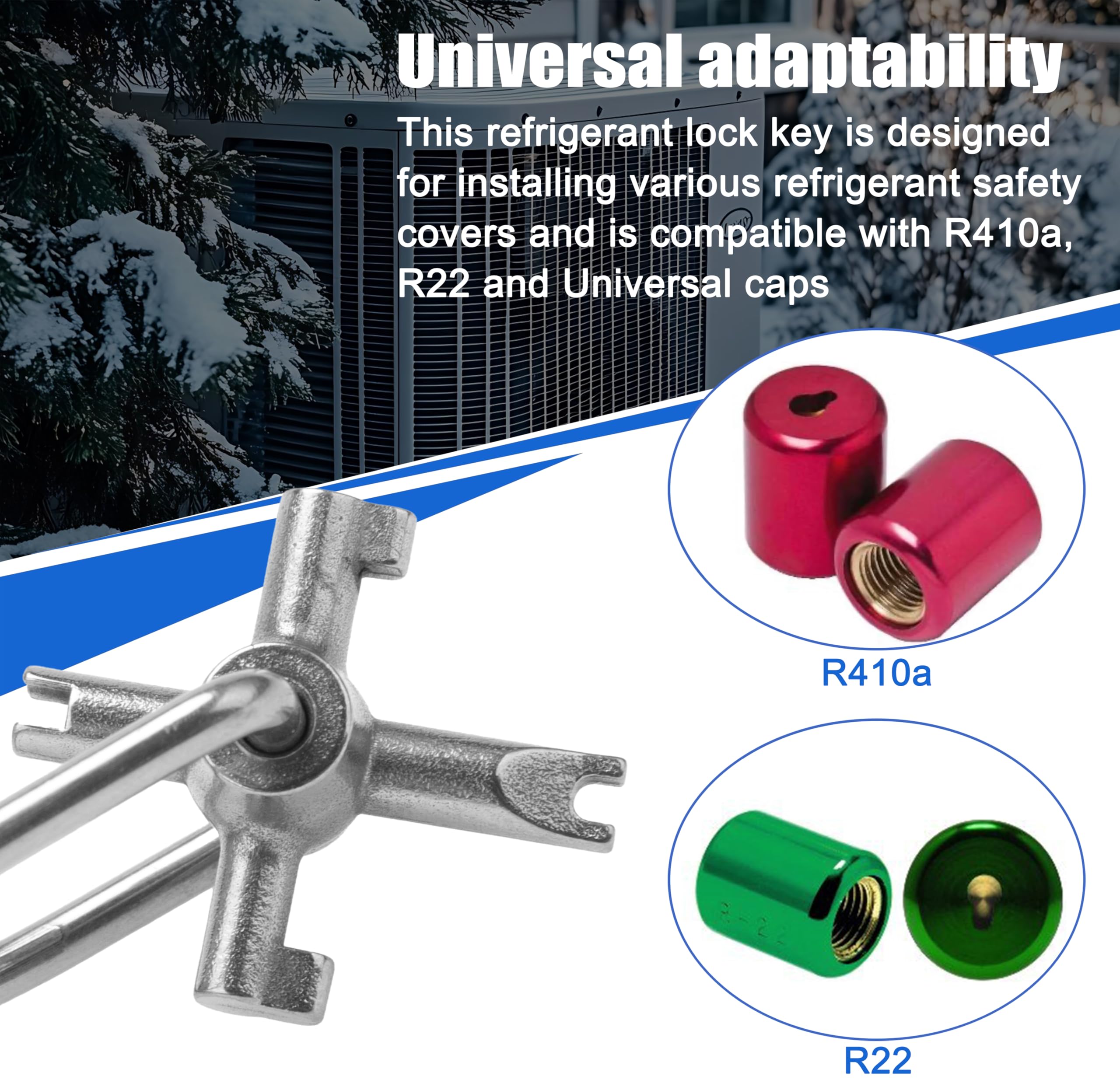 Xadnitu HVAC Locking Cap Key Tool - 3-in-1 Multi Key For R410A & R22 Refrigerant Safety Covers
