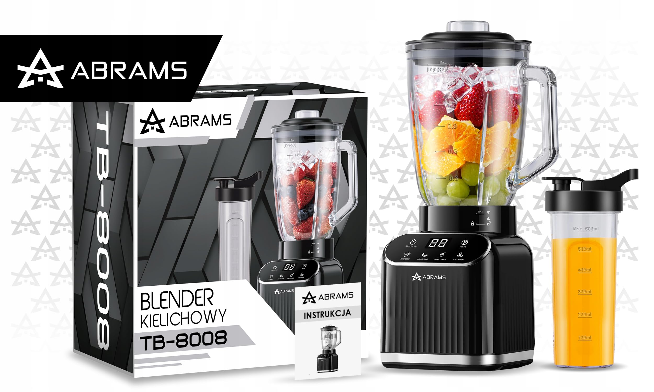 BLENDER KIELICHOWY SZKLANY 1,5L MIKSER DO SMOOTHIE KOKTAJLI OSTRZA TYTANOWE