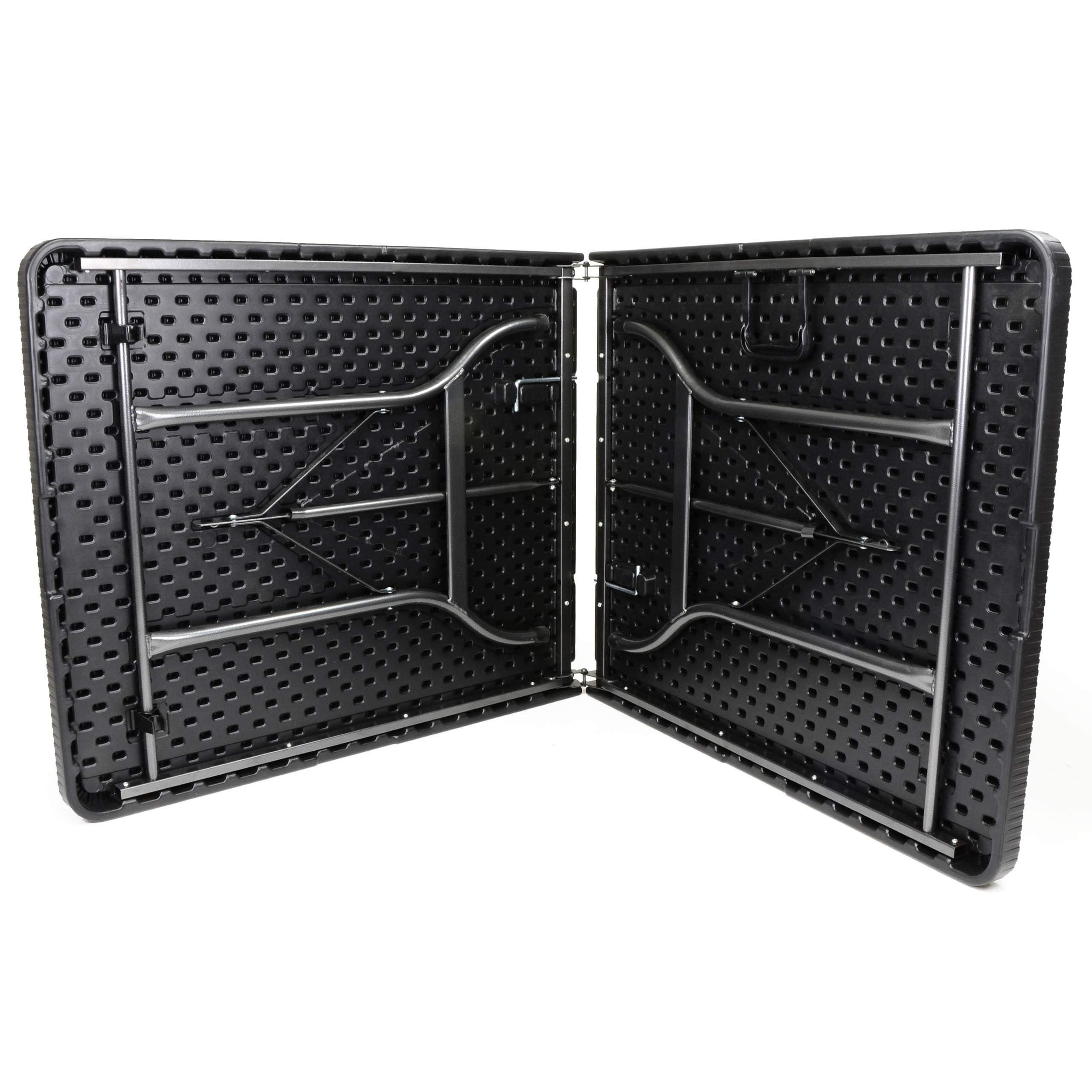 Bierzelt-Garnitur klappbar schwarz Rattan-Optik 180 cm 1 Tisch 2 Bänke