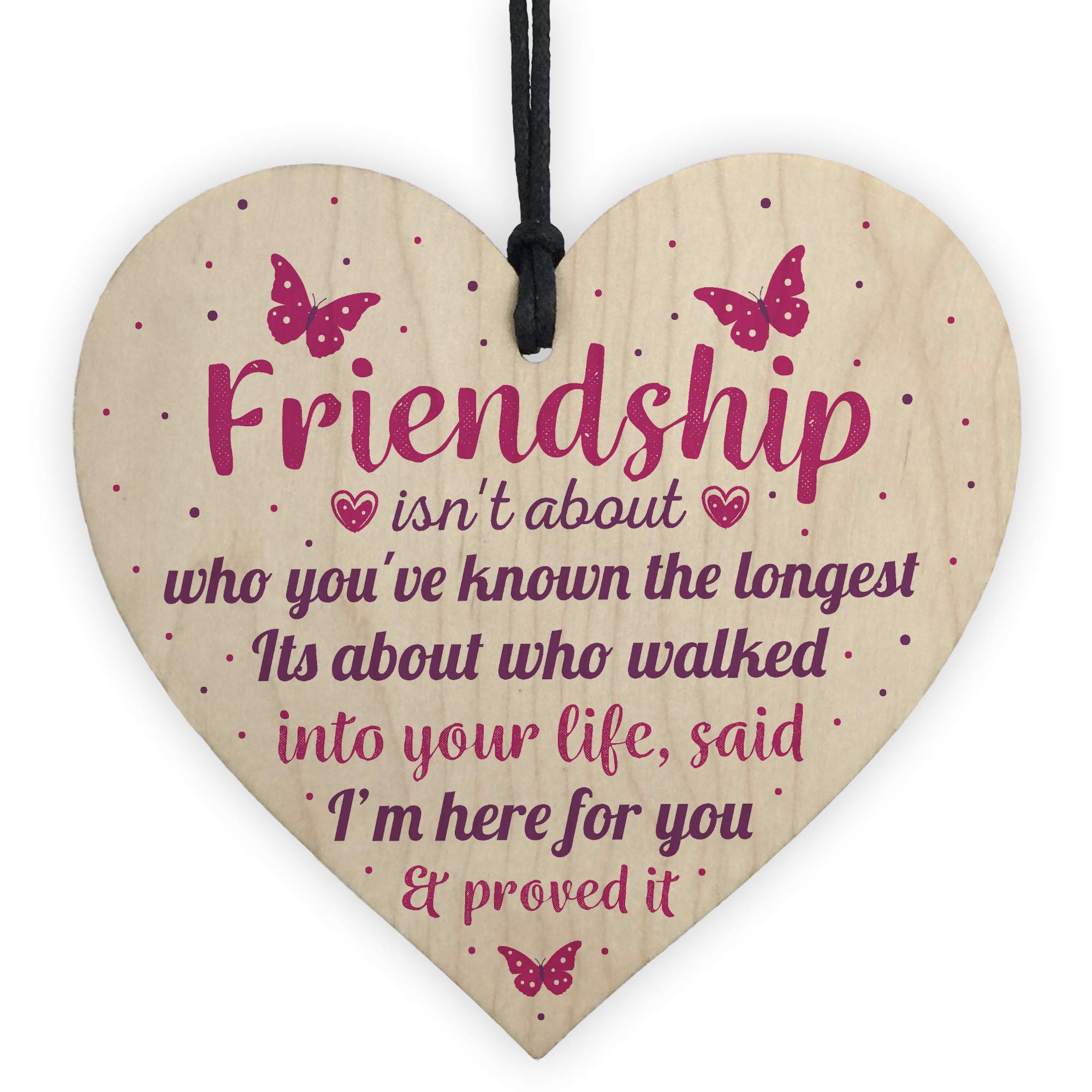Red Ocean Friendship Handmade Wooden Heart Plaque Best Friend Sign Thank You Birthday Christmas Idea