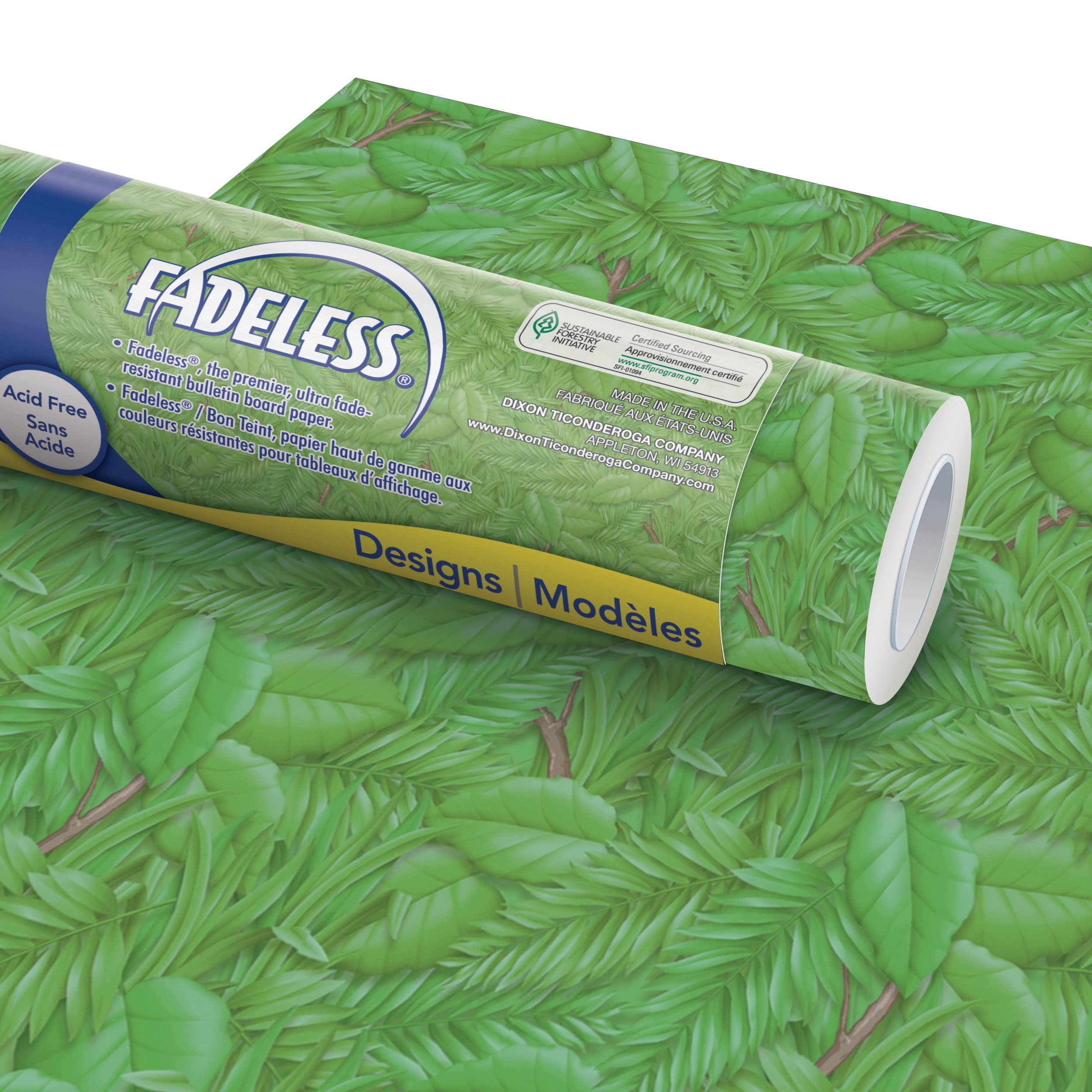 Fadeless Bulletin Board Paper, Fade-Resistant Paper for Classroom Decor, 48” x 12’, Tropical Foliage, 4 Rolls