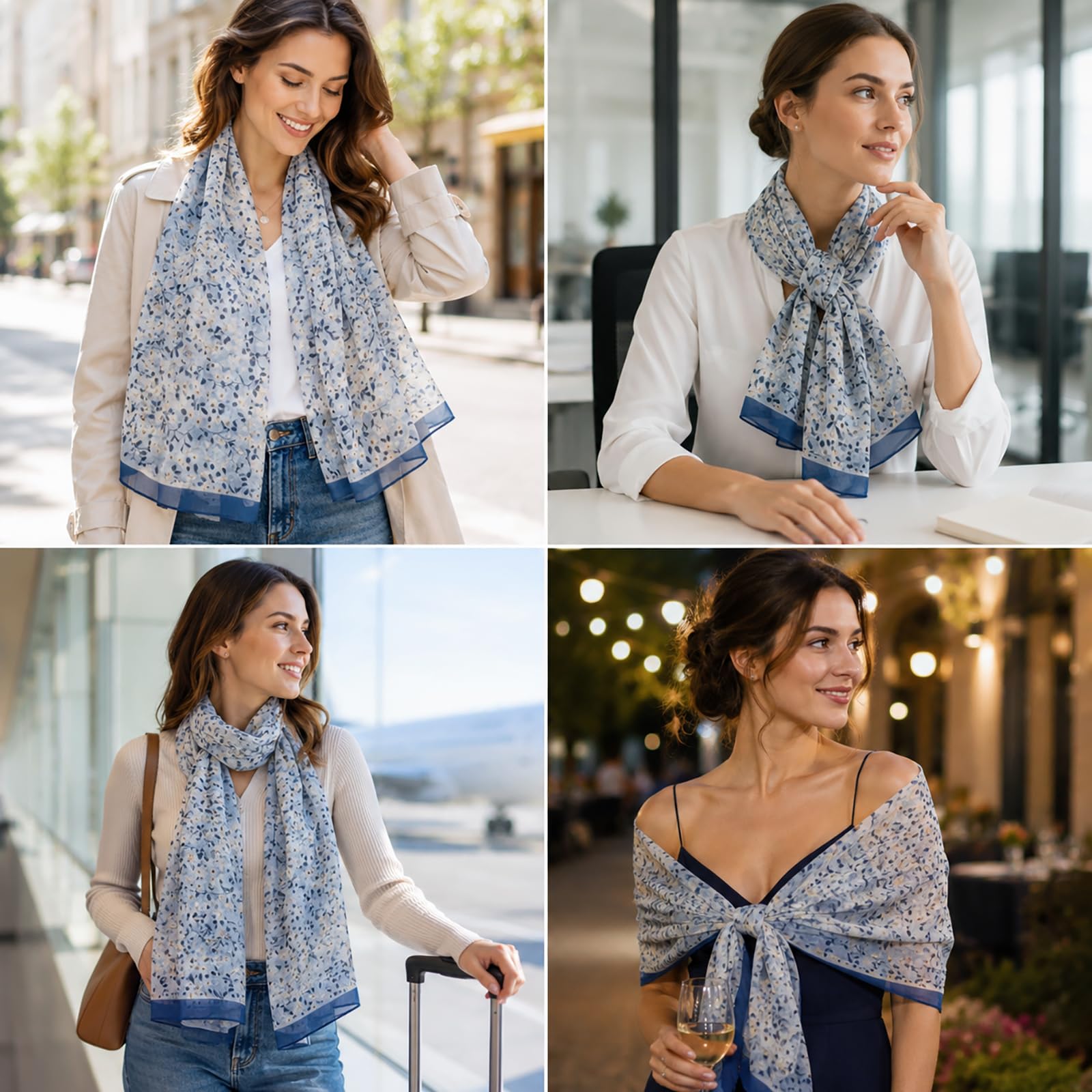 FAIRYGATE Chiffon Schal Seiden Tuch im Punkte Design Hochwertiger Schal für Damen Mädchen Halstuch weicher für Frühjahr Sommer Herbst Winter 20A48