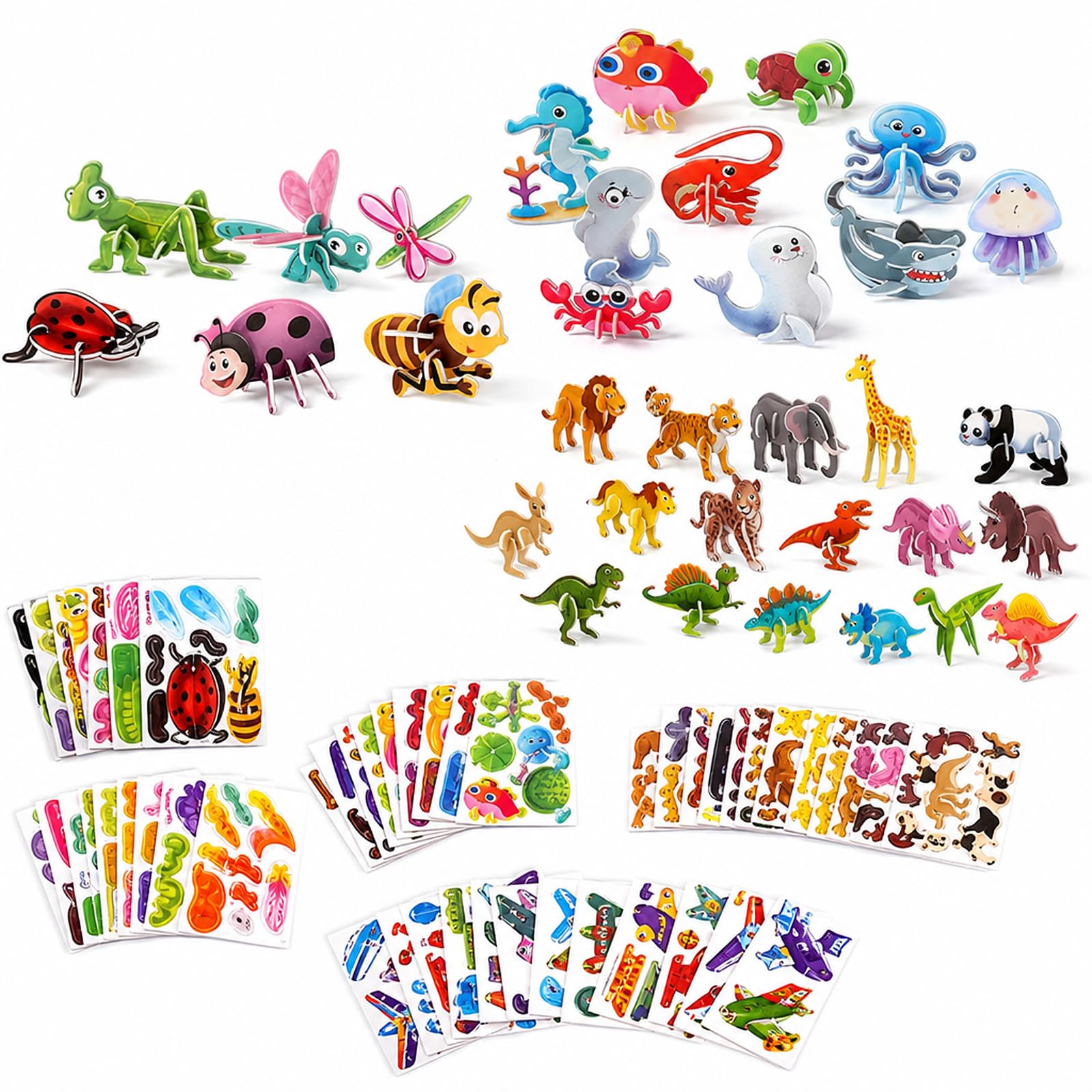 125PCS 3D Puzzle, 3D Cartoon Puzzle Set, 3D Puzzle Set with 5 Themes