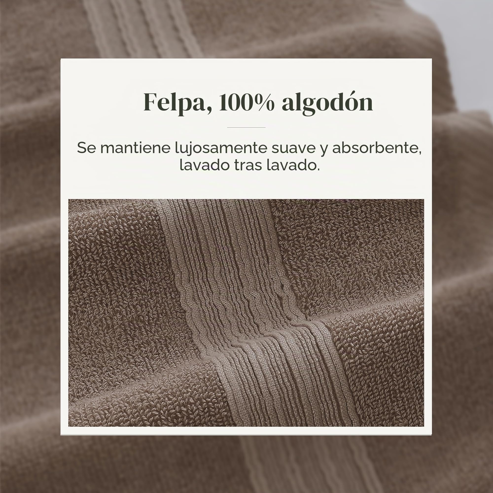 Modern Threads Juego de 6 Piezas: 2 Toallas de Baño, 2 de Mano, 2 Pequeñas - Toallas de Hilo Teñido Jacquard/Liso, Ophelia Fawn