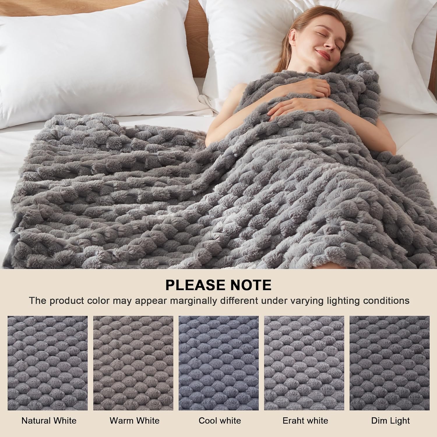 Heated Throw Blanket - Fast Heating 3D Jacquard Electric Heated Blanket, Cozy Heating Blanket with 6 Heating Settings & 4 Hours Auto-Off, Machine Washable, 50"x60", London Grey - Image 6