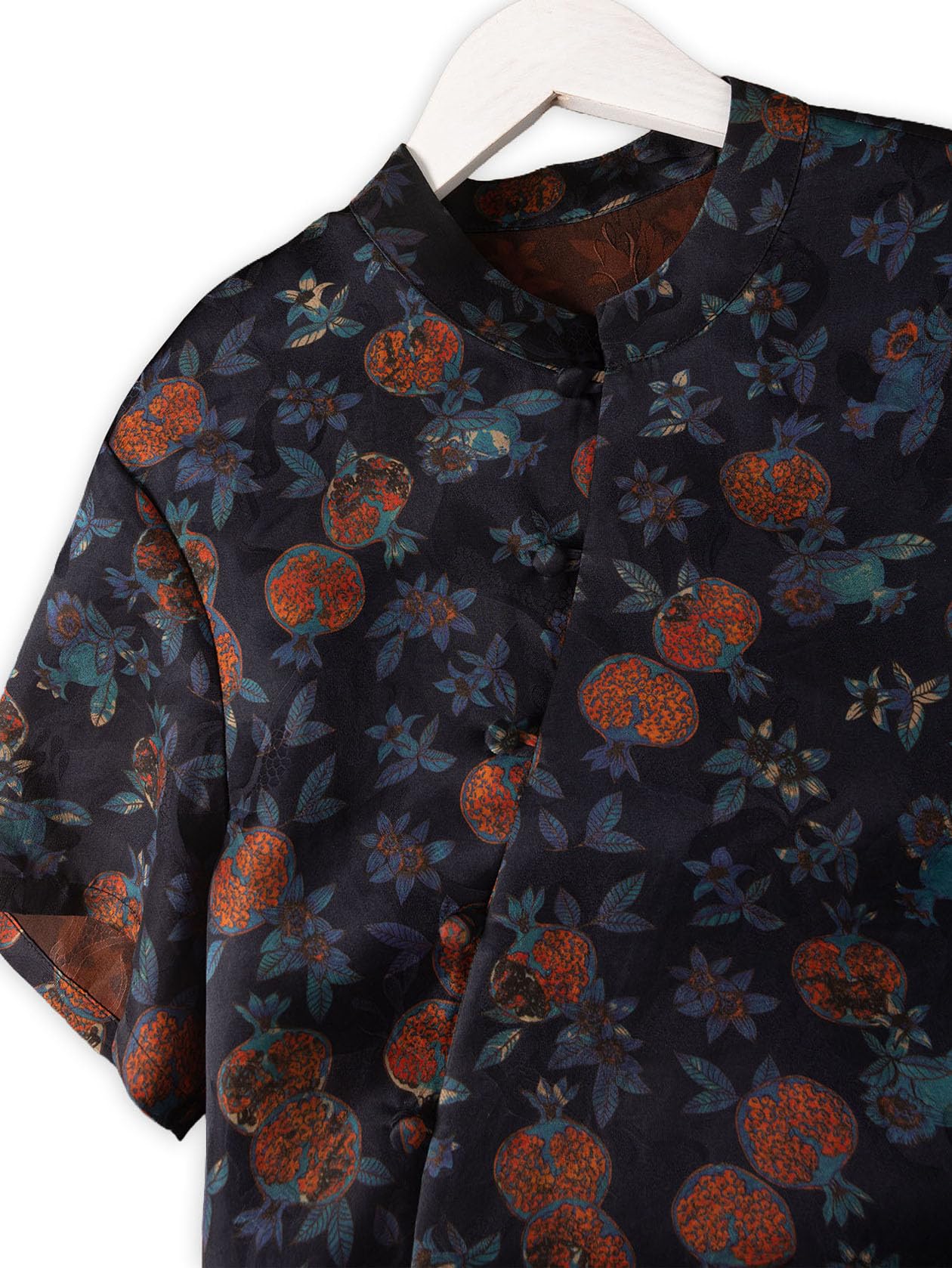 HangErFeng Damska jedwabna bluzka Xiangyunsha Granat Print Top 656