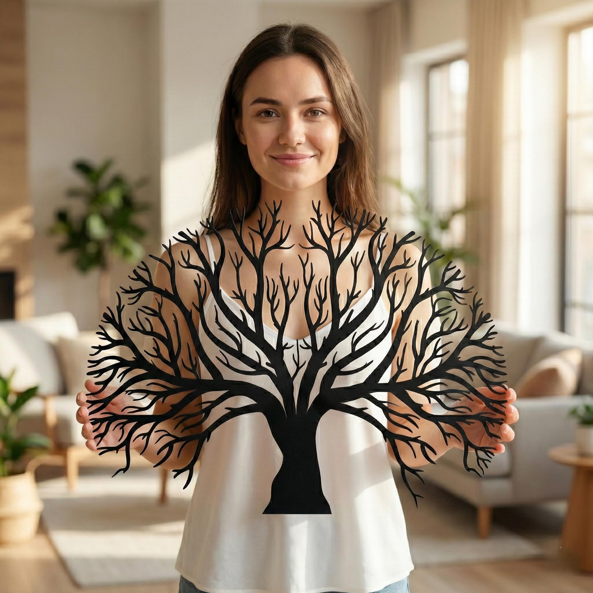 DEKADRON Arbre de vie - Décoration murale, Décoration murale en métal, Décoration de maison, Salon, Chambre, Cuisine, Salle de bain, Décoration de bureau (75x53cm / 30" L x 22" H)