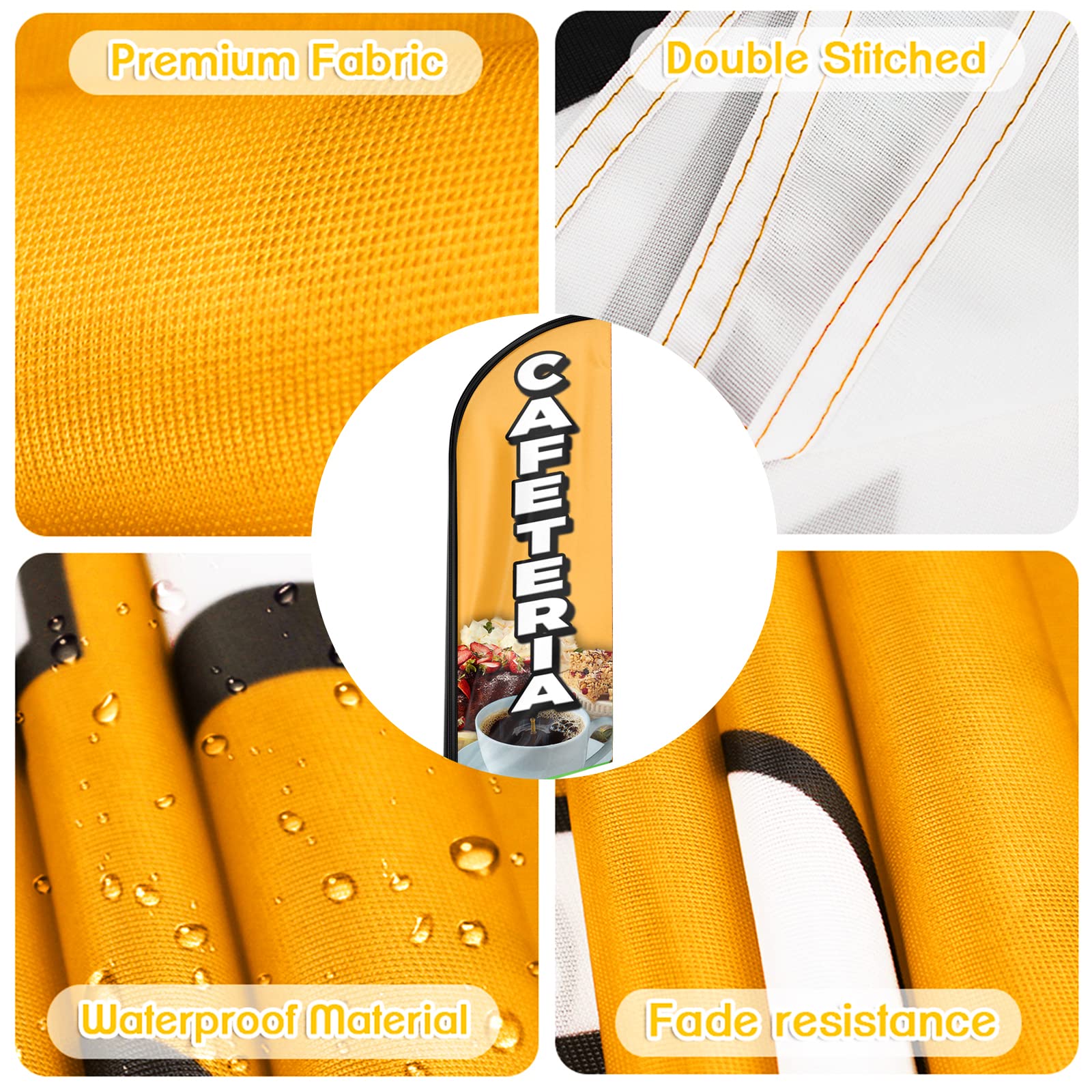 QSUM Open-Federflagge – 8 FT Werbeflagge Mit Stangen-Set – Ideal Für Ladenwerbung & Events