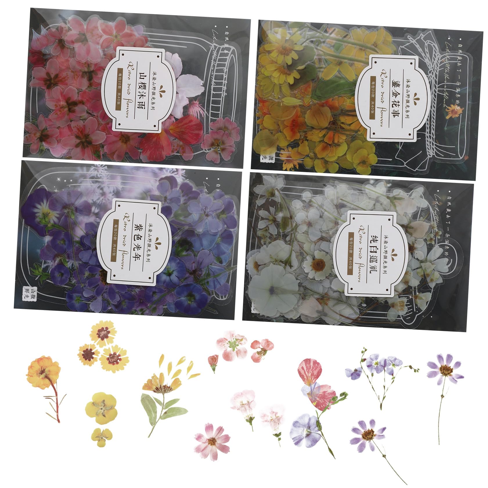 Operitacx 20ensembles Autocollants Florets Pratiques Pour Journal De Décalcomanies Écologiques Stickers Végétaux Pour Agenda Album Et Scrapbook Variétés Incluses