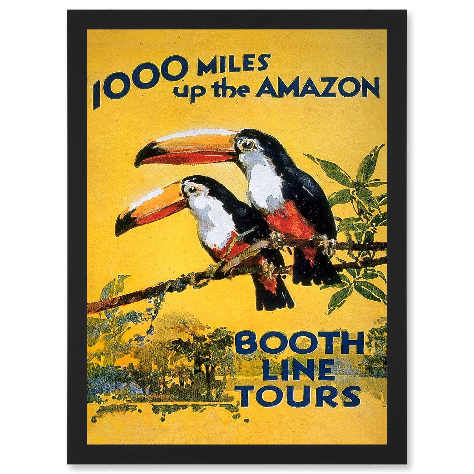 Wee Blue Coo Amazon Toucan River Brazil South America Jungle Rain Forest Vintage Travel Advert Artwork Framed Wall Art Print A4