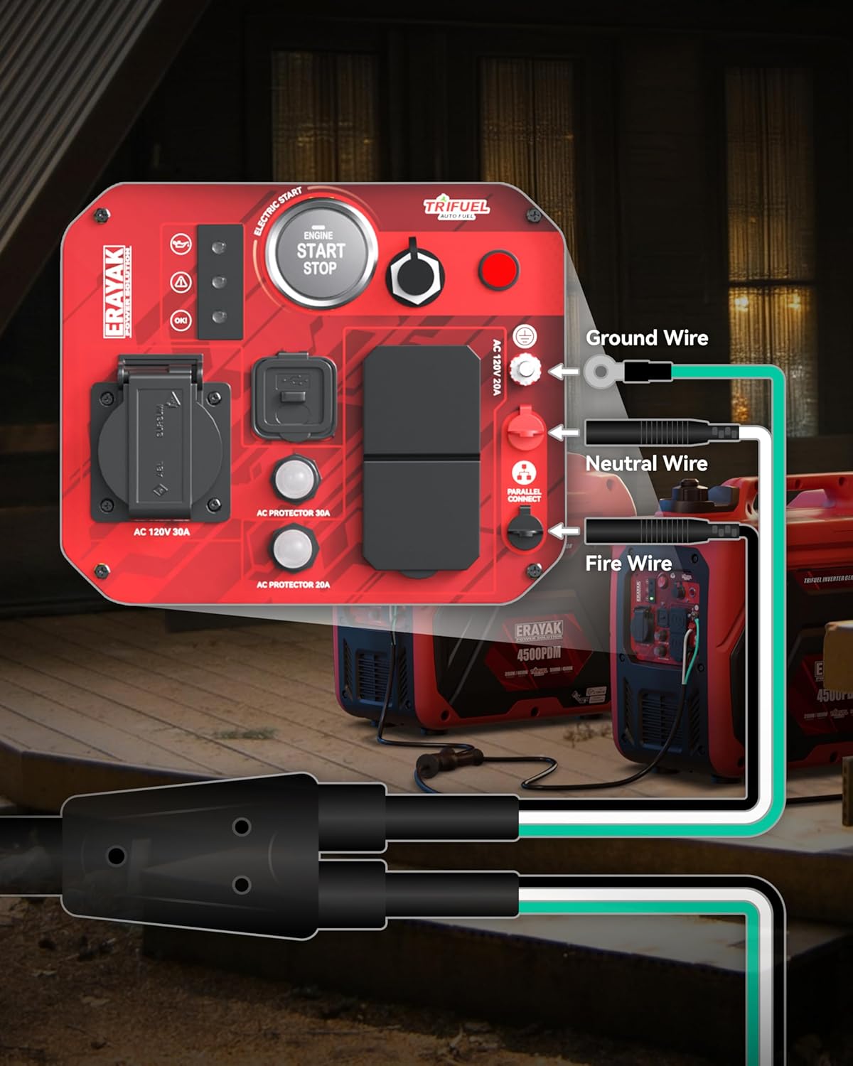 ERAYAK 50 Amp Parallel Cord Kit for Generator 120V 50A RV (14-50R), cUL Listed Inverter Generator Parallel Connection Kit for Combine Power Suitable 4500P 4500PDE and 4500PDM