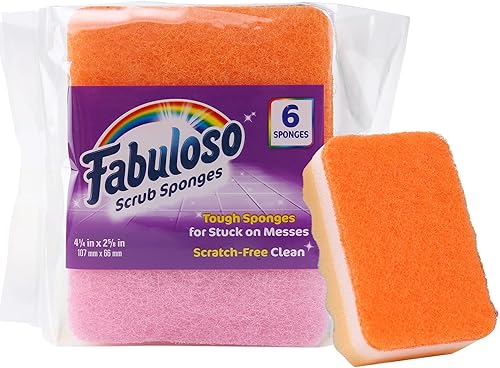 Fabuloso Esponjas Rainbow 6 CT Esponjas de colores surtidos sin arañazos para platos y superficies 6 esponjas arcoíris para lavar platos de