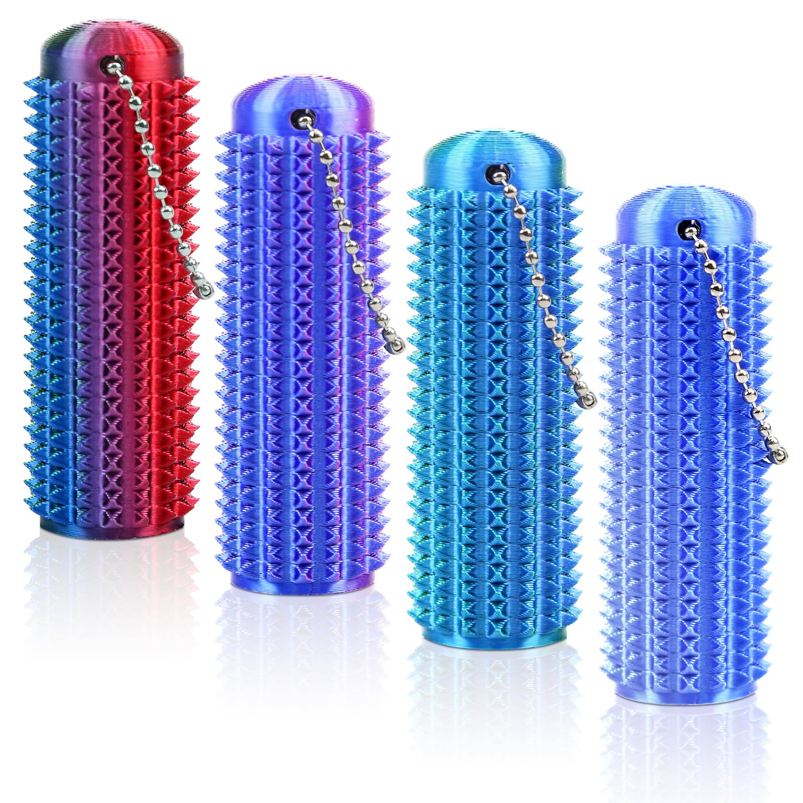 4 Pcs Little Ouchies Pain Fidget Toys, 3D Printed Spiky Grippie Stim Keychain, Pain Stim Fidget Toy