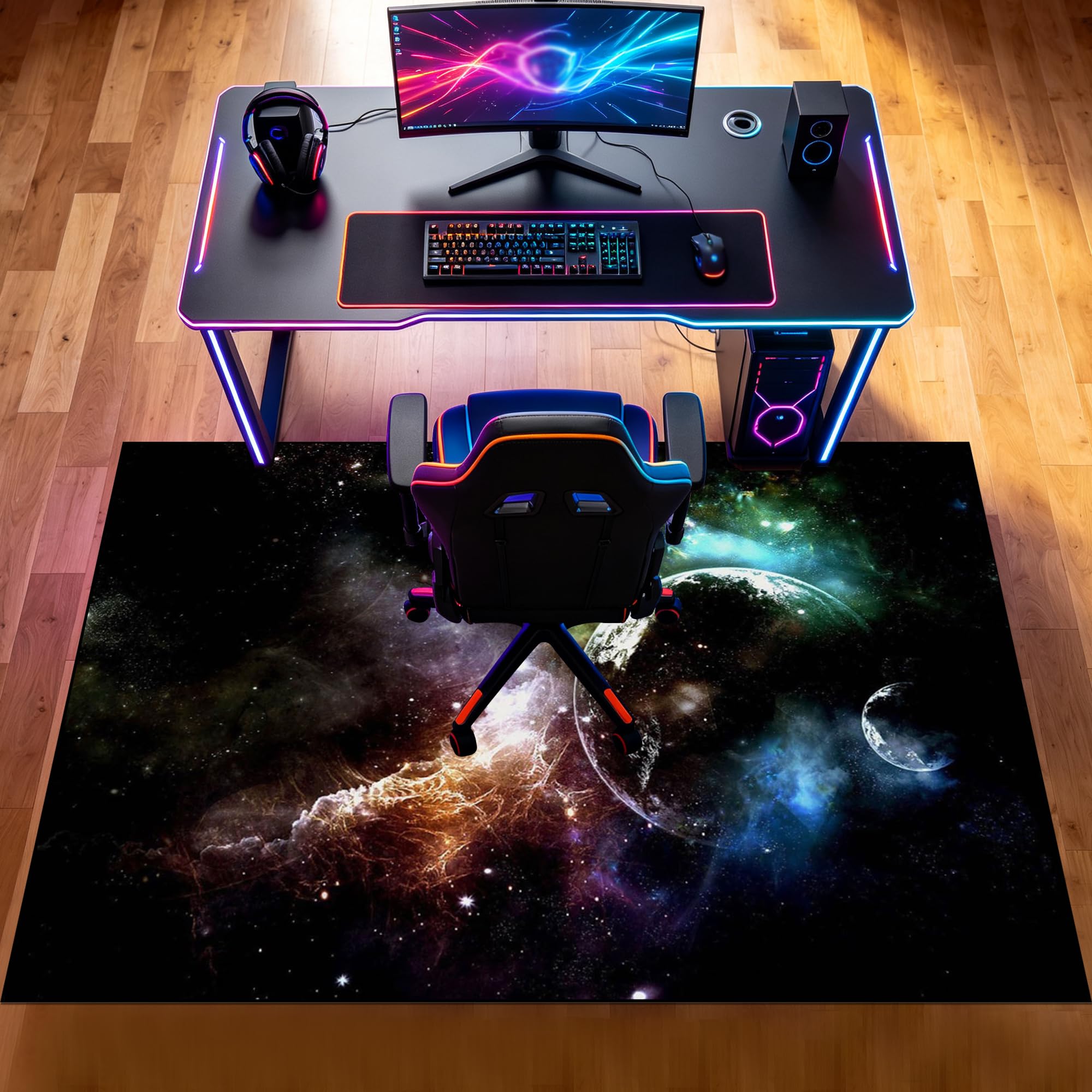 Mata ochronna, pod fotel gamingowy, 90 x 110 cm, odporna na zarysowania, podkładka na krzesło biurowe, parkiet, twarde podłogi, laminat i płytki, antypoślizgowa podkładka na krzesło z
