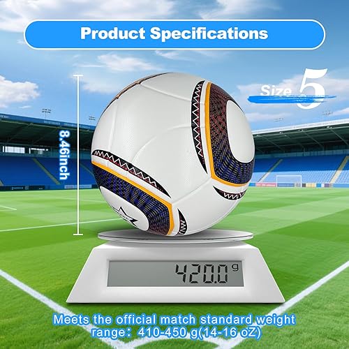 Miniatura 3 de Balón de fútbol tamaño 5, piel sintética impermeable, pelota de partido oficial, entrenamiento de pelotas de fútbol, con bomba y agujas