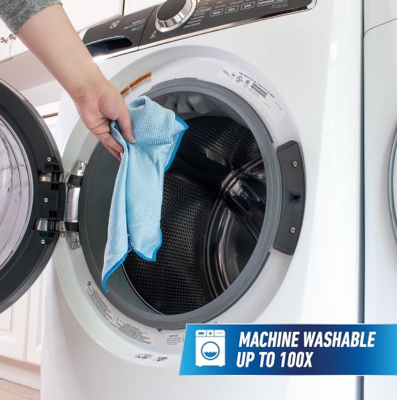 Unger Professional 18 x 18 Large Professional-Grade Microfiber Cloth Towels, 3 Pack, Multi-Purpose Wet and Dry Cleaning Cloths for Kitchen, Bath, Auto, Appliances, Car Supplies