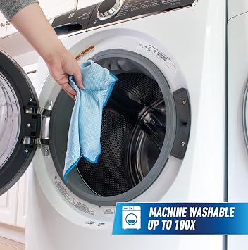 Unger Professional 18 x 18 Large Professional-Grade Microfiber Cloth Towels, 3 Pack, Multi-Purpose Wet and Dry Cleaning Cloths for Kitchen, Bath, Auto, Appliances, Car Supplies