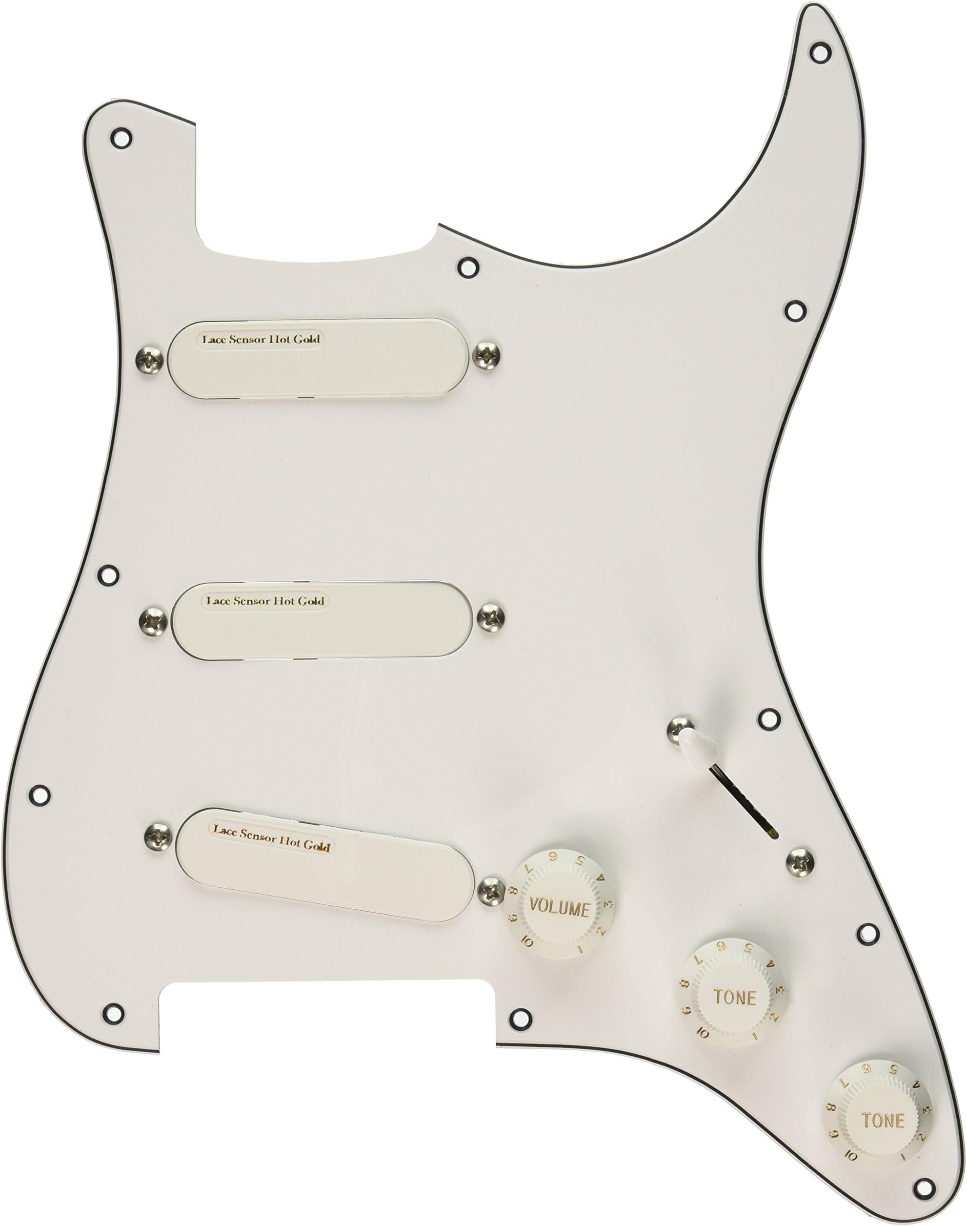 Lace Hot Gold Sensor with Hot Bridge Loaded Pickguard White with White Pickups