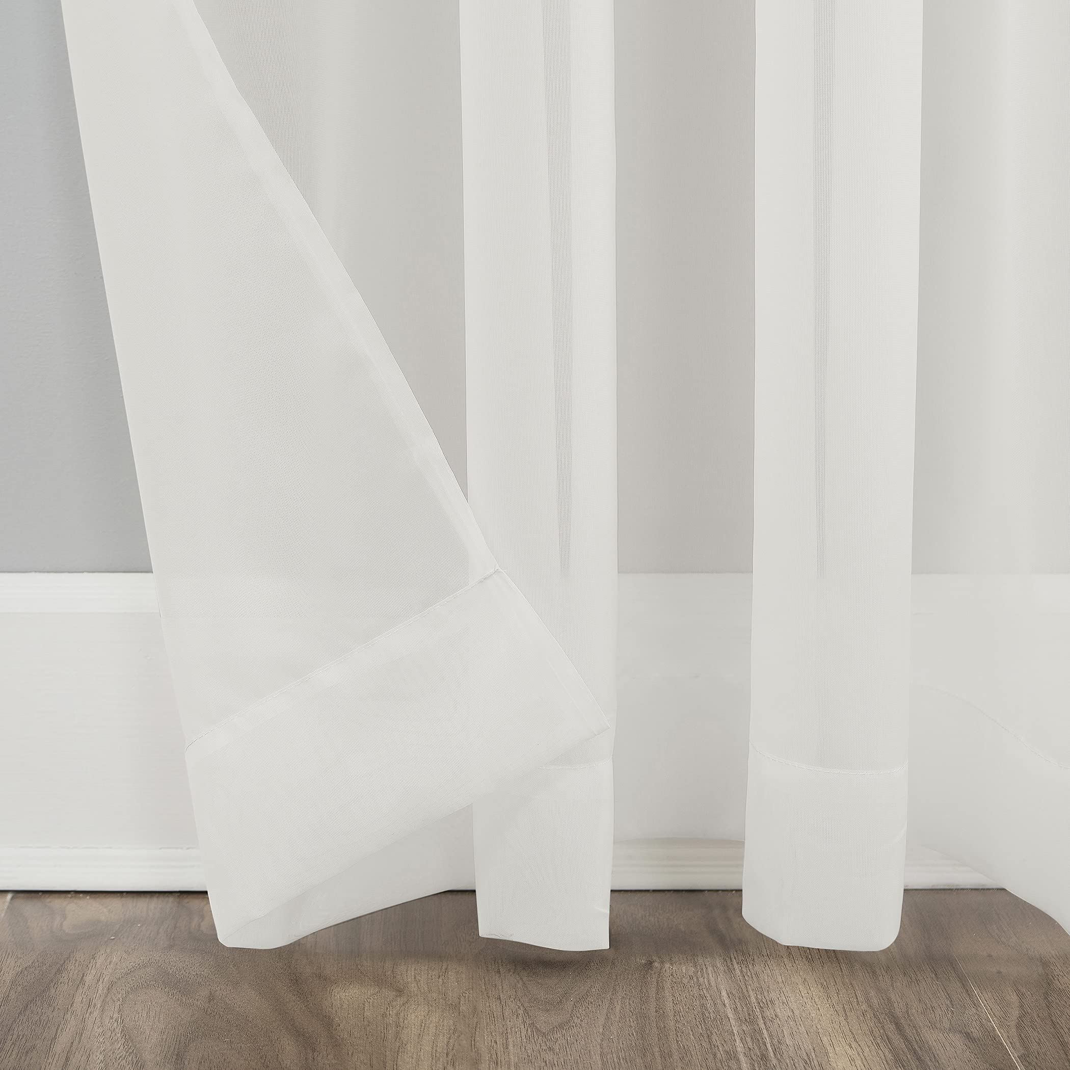 Mallory Sheer Voile Rod Pocket Curtain Panel - 59 X 108 Inches White Window Treatment