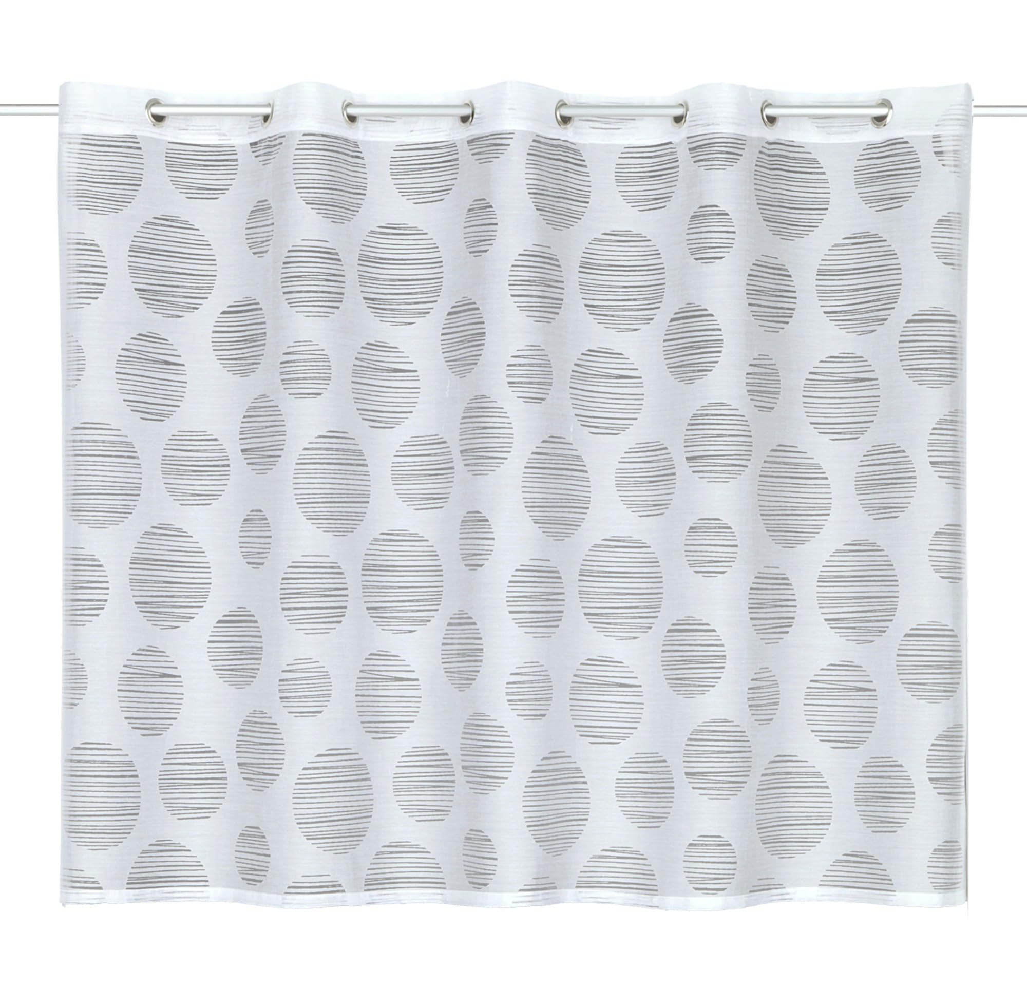 Gardinia Bistro Curtain Burnout Circles White 135 x 85 cm