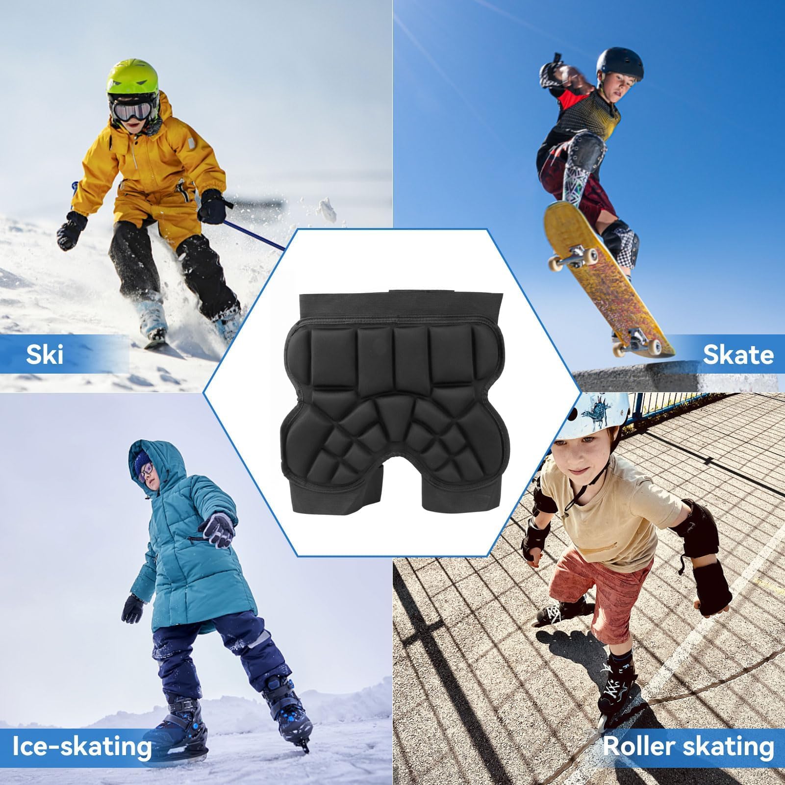 Short de Protection Rembourré en EVA 3D pour Enfants Skateboard Snowboard Patinage