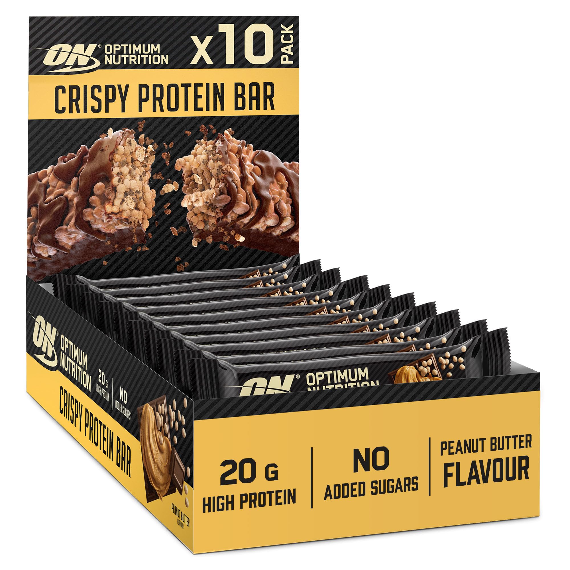 Optimum Nutrition Crispy Protein Bar Barretta Cioccolato al Burro di Arachidi Snack ad Alto Contenuto di Proteine 20 Barrette da 65g